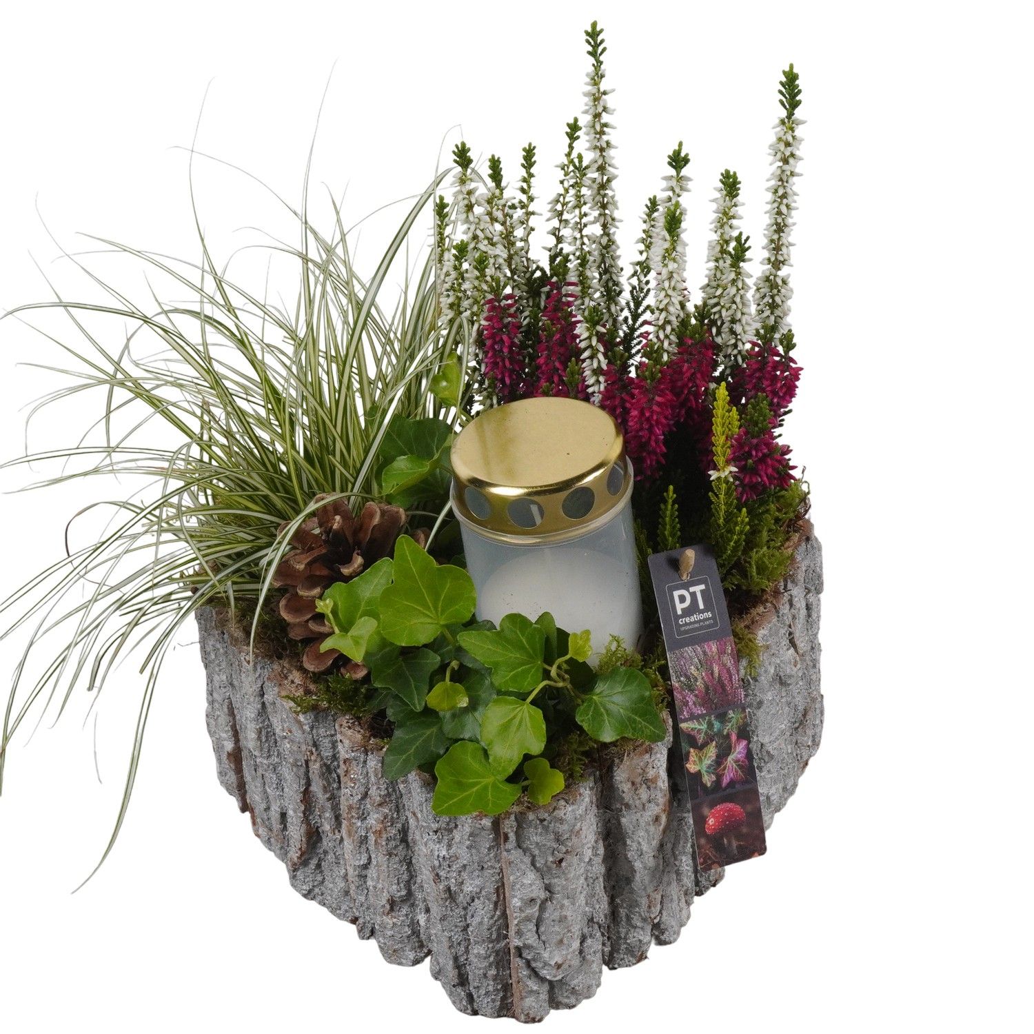 PTAH8664 Arrangement Allerheiligen in houten hart, D 23 cm
