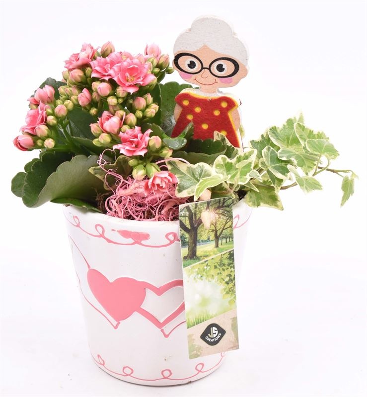 Keramiek pot met hart decor 11CM, D 11