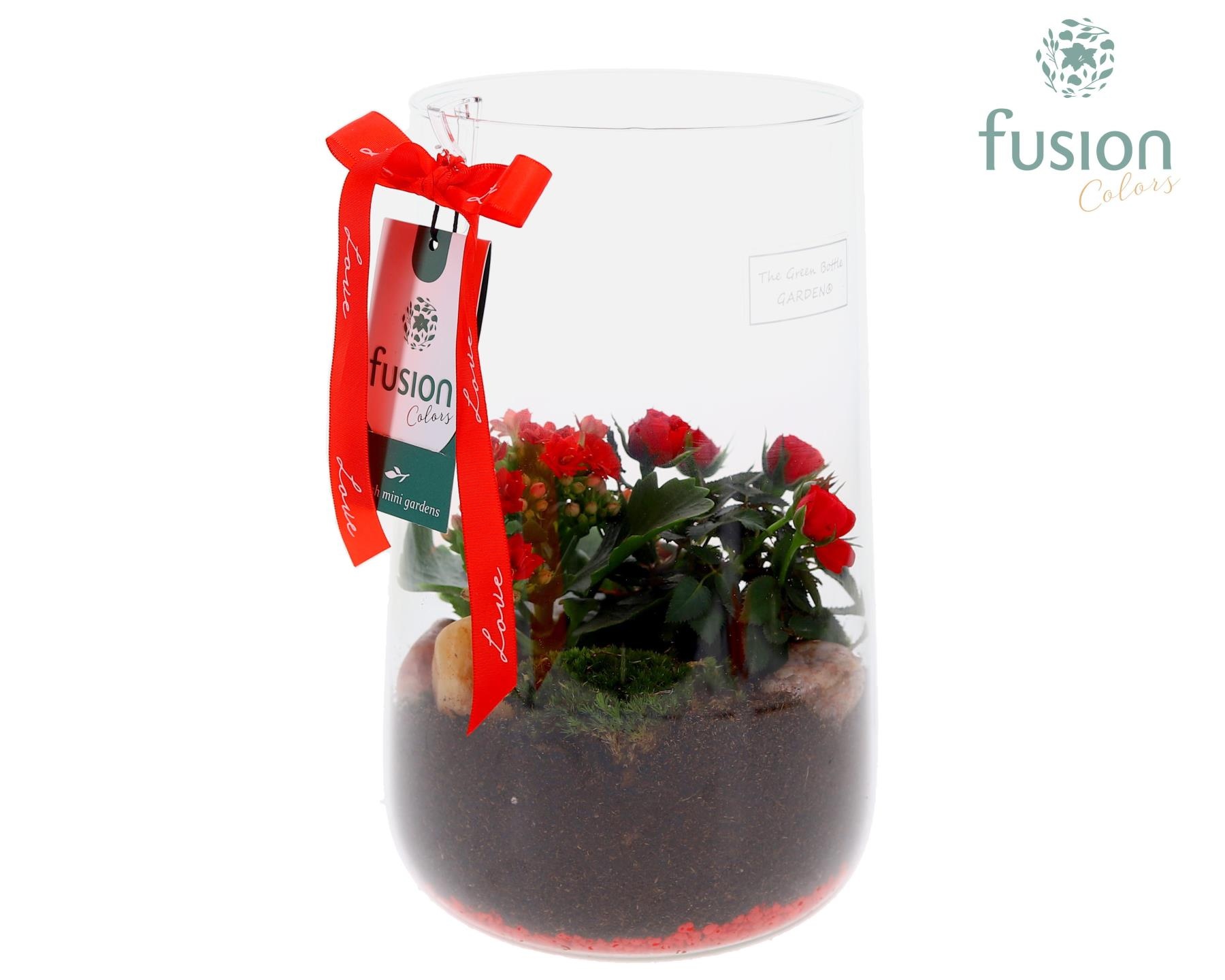 Green Bottle Deline Large Love met arrangement, D 15