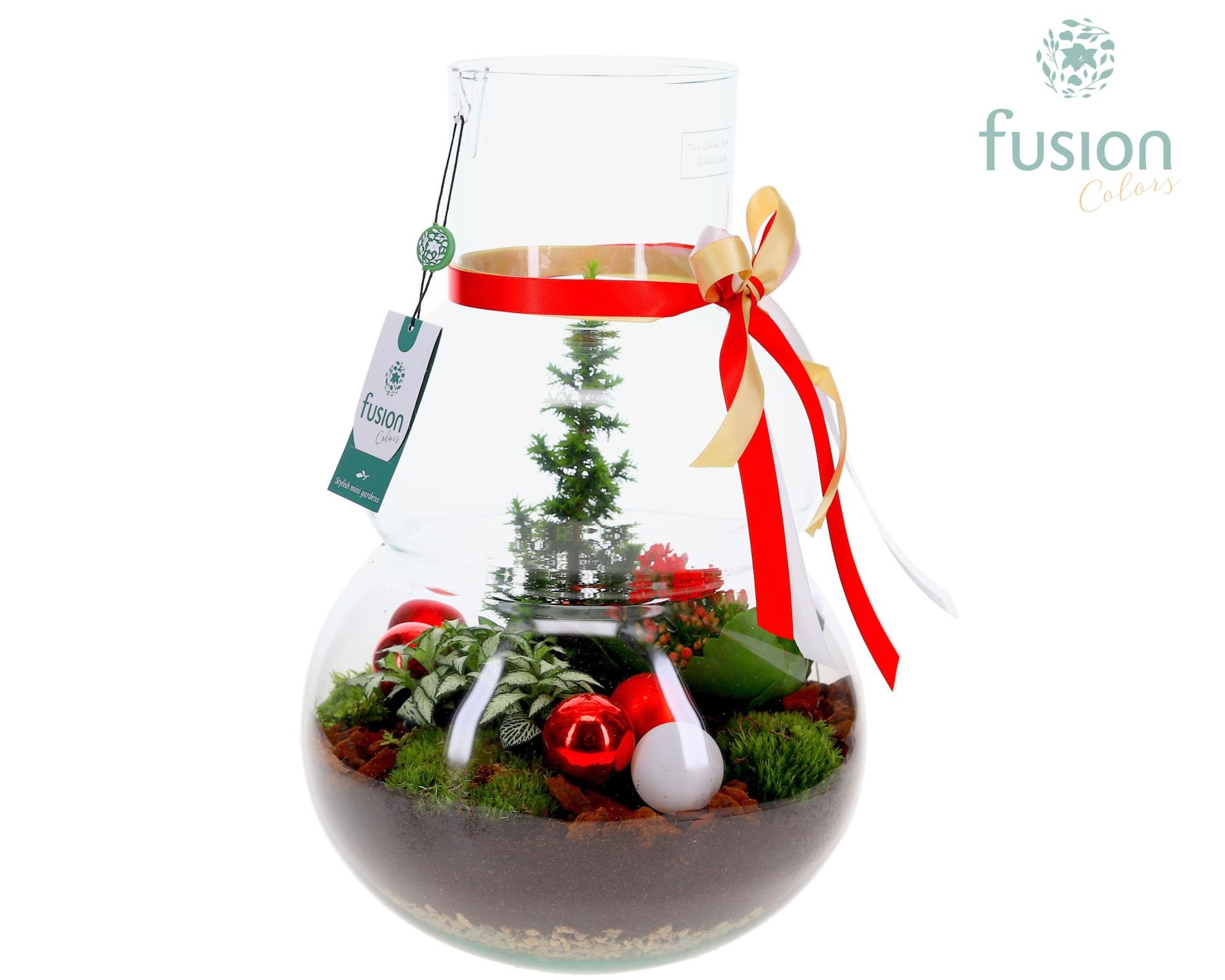 Green Bottle Olaf Large met Kerst arrangement, D 26