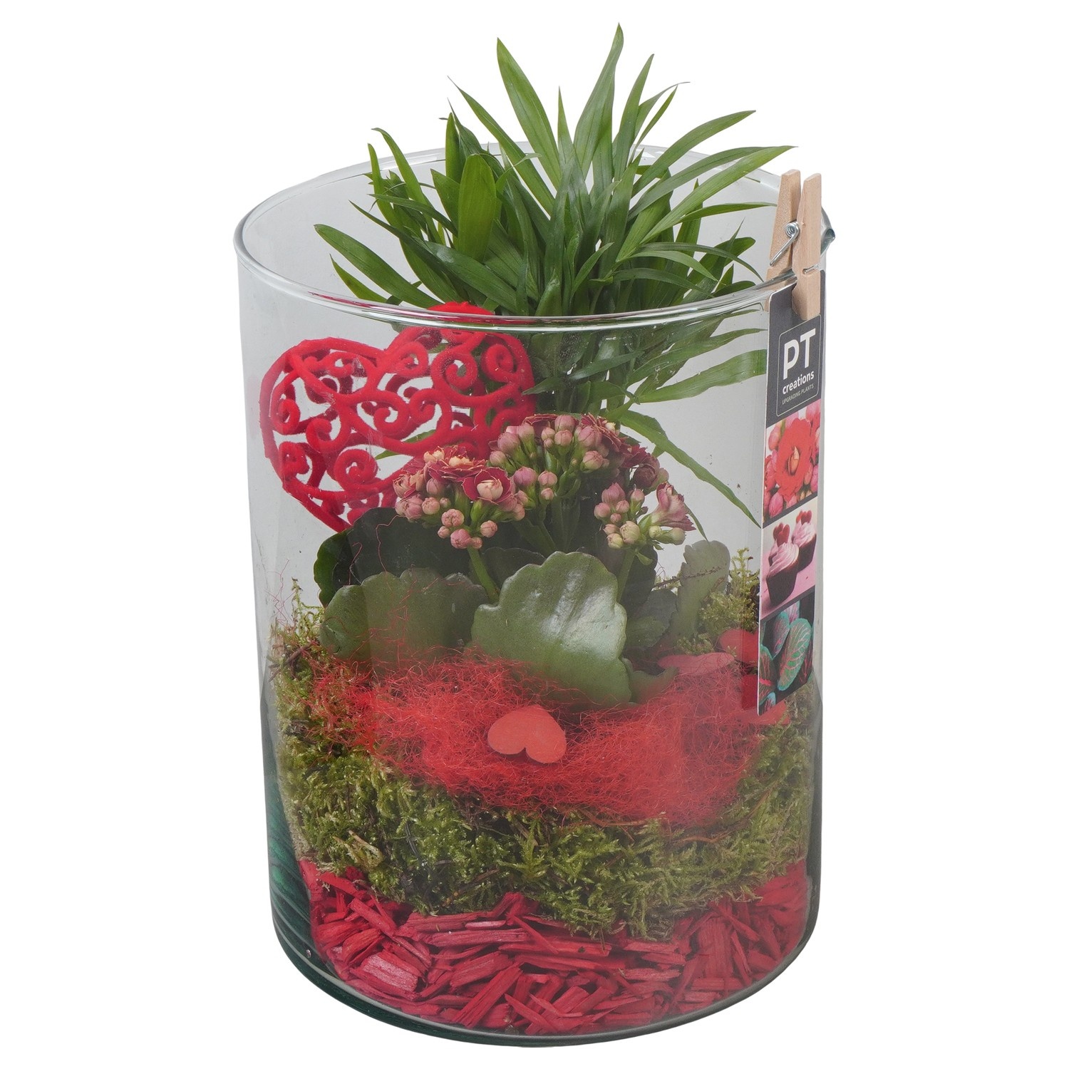 PTVMG4924 Arrangement Valentines-Mothersday in glas vaas, D 15