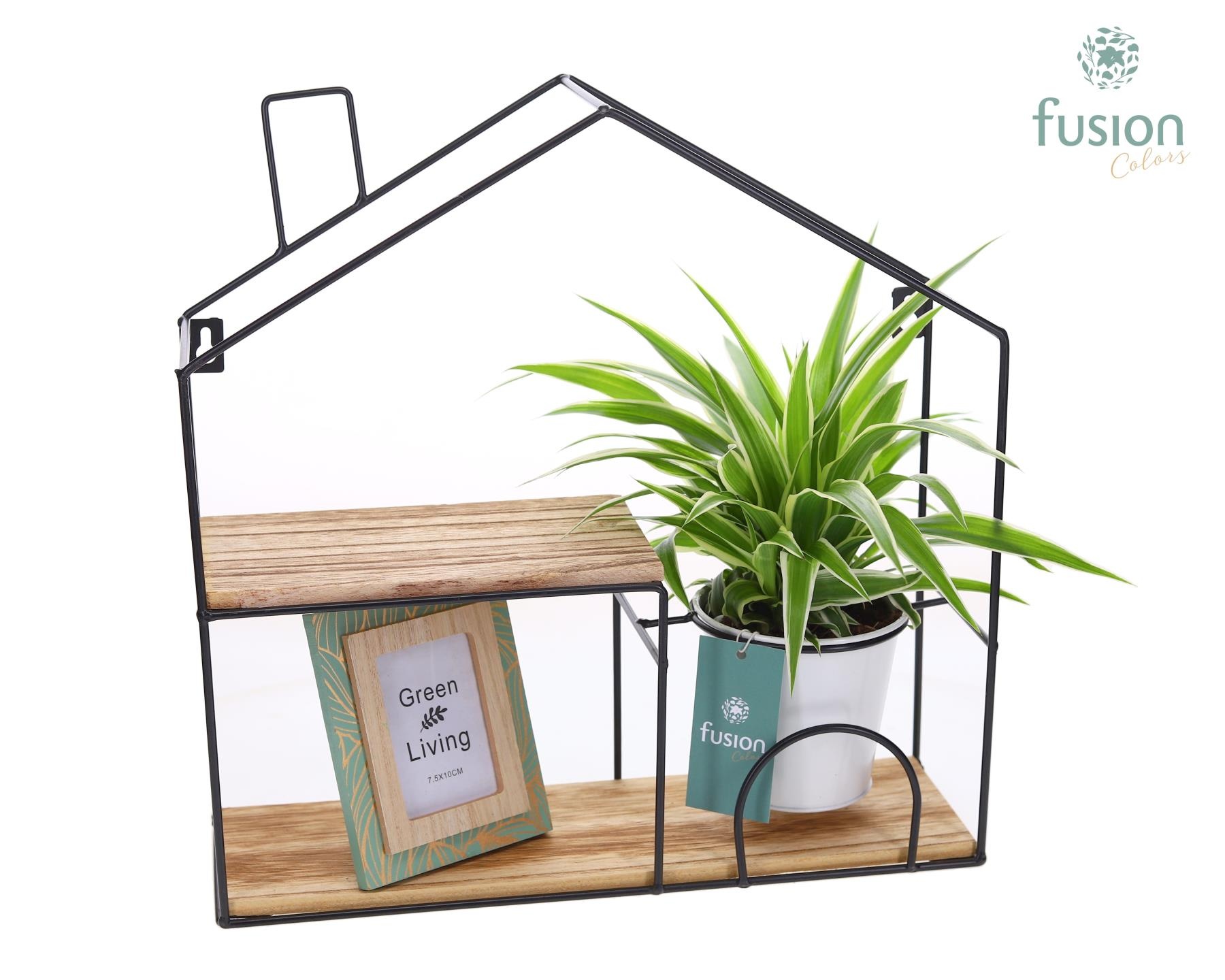 Wandhuis metaal met Chlorophytum, D 36