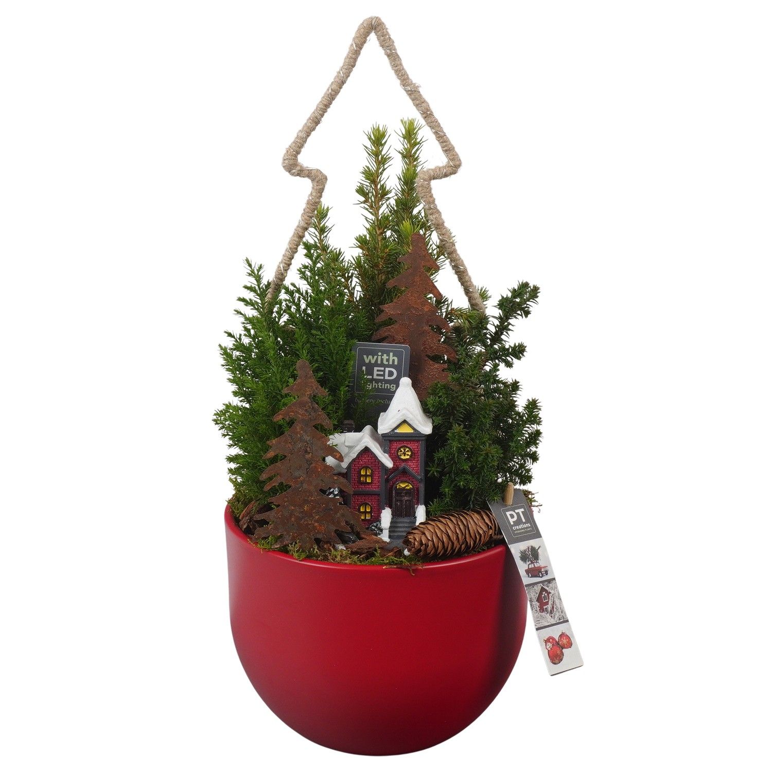 PTCWW6917 Arrangement Winter in keramiek pot, D 19 cm