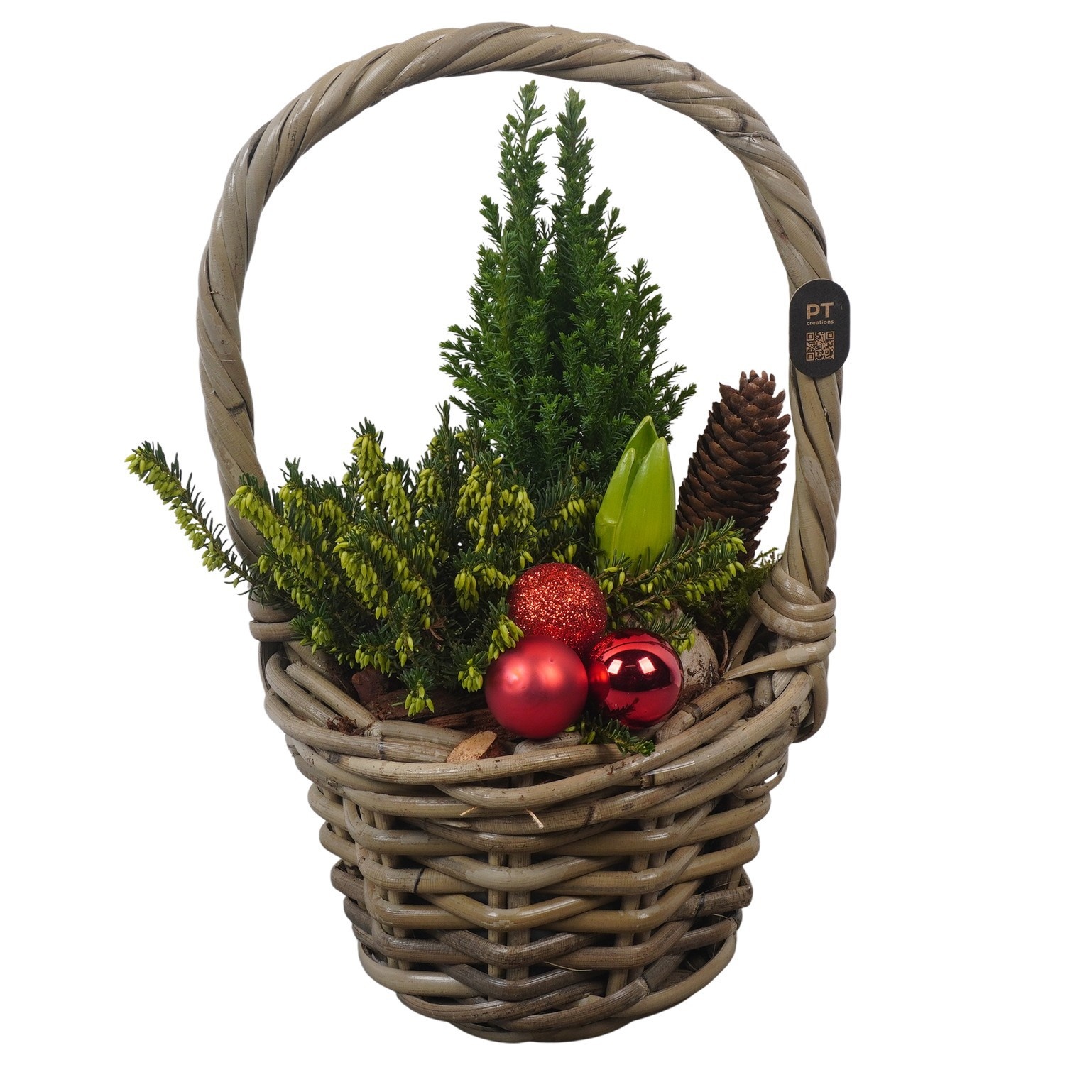 PTCHO5447 Arrangement Christmas Outdoor in rieten mand, D 14