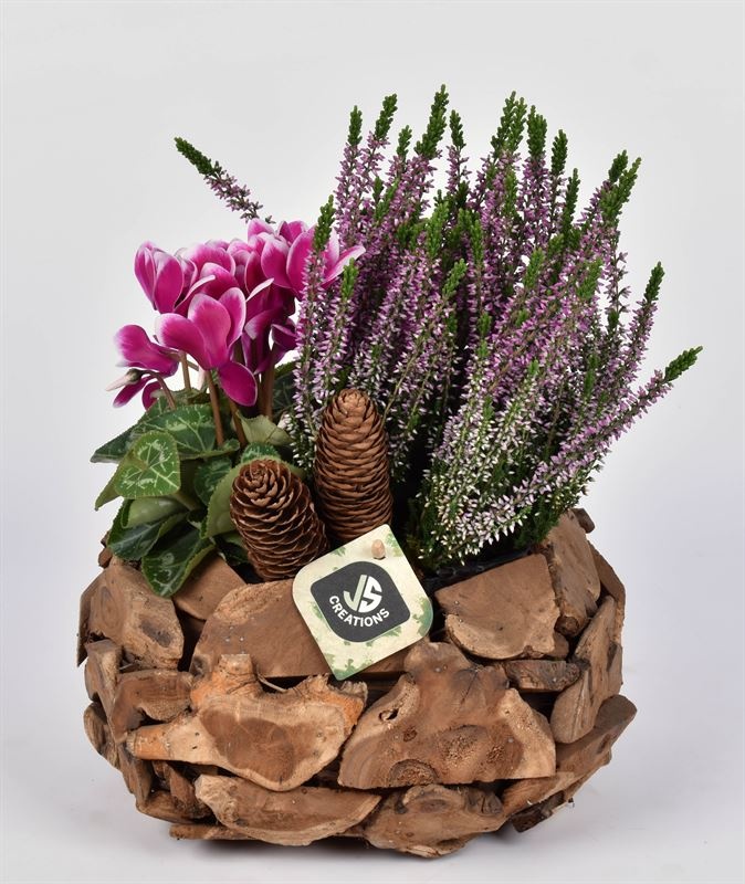 Natuur hout bol dia midden 22, D 23 cm Natuur hout bol dia midden 22, D 23 cm
