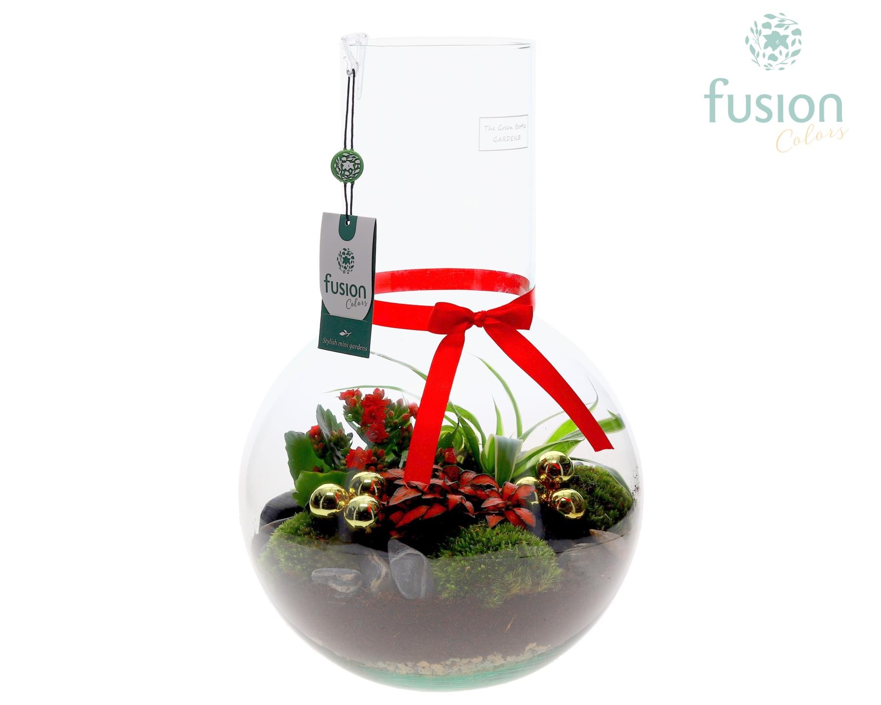 Green Bottle Suzanne Large met Kerst arrangement, D 26 cm