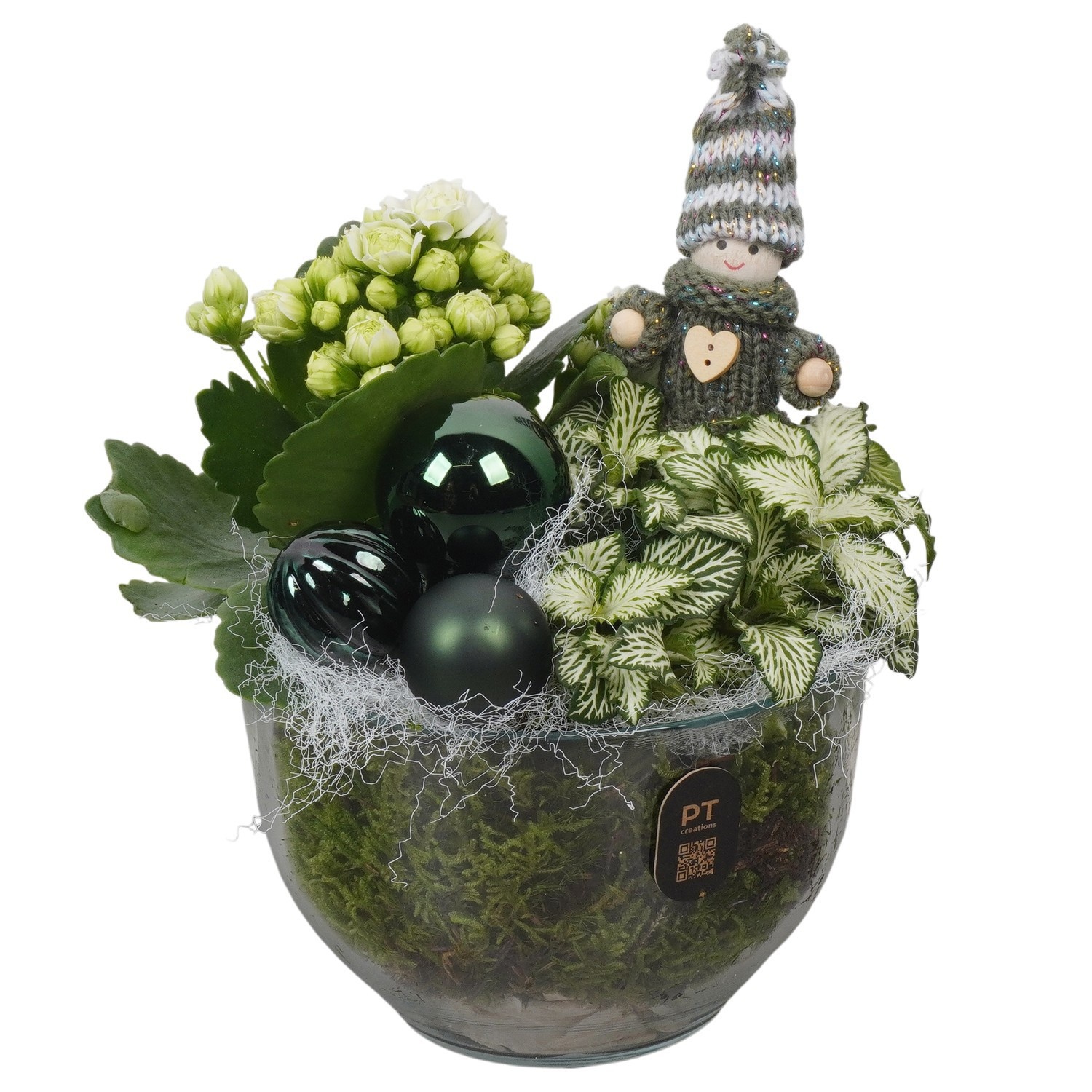 PTCHGR1912 Arrangement Christmas Green in glazen vaas, D 13