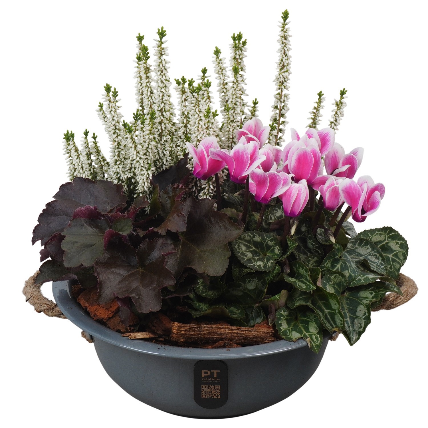 PTHO7579 Arrangement Autumn Outdoor in metalen schaal, D 24