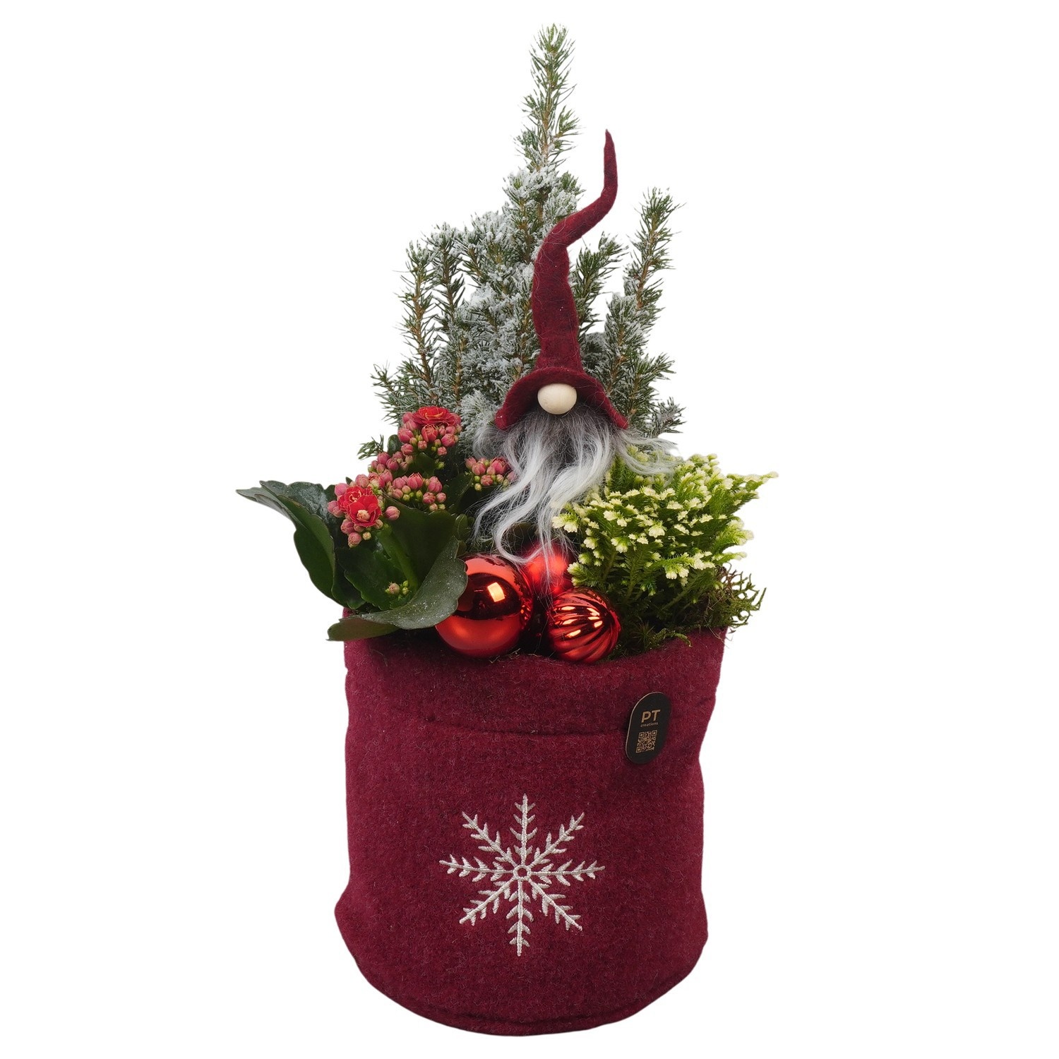 PTCHR9625 Arrangement Christmas Red in stoffen zak, D 17