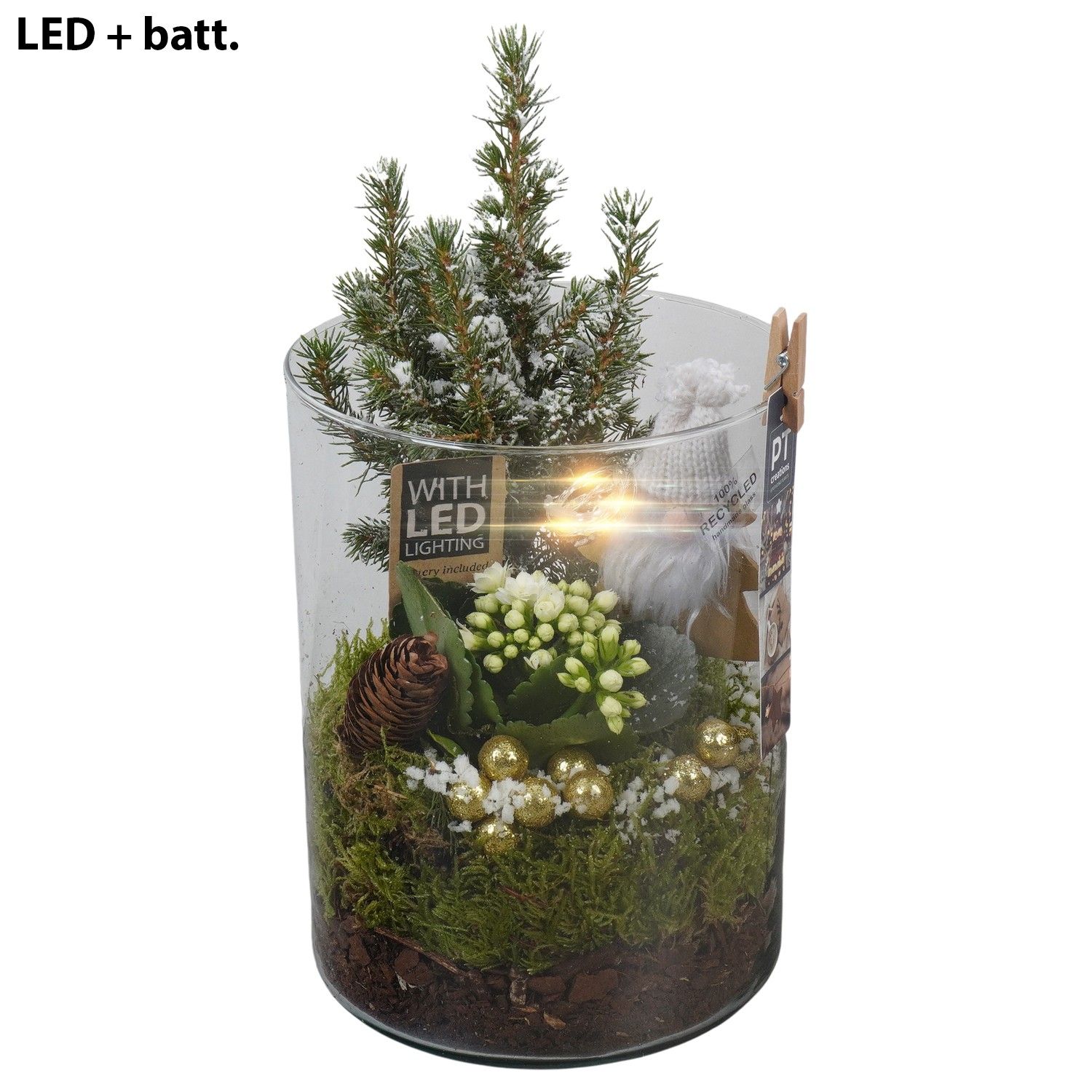 PTCHG5763 Arrangement Christmas Gold in glazen pot, D 15 cm