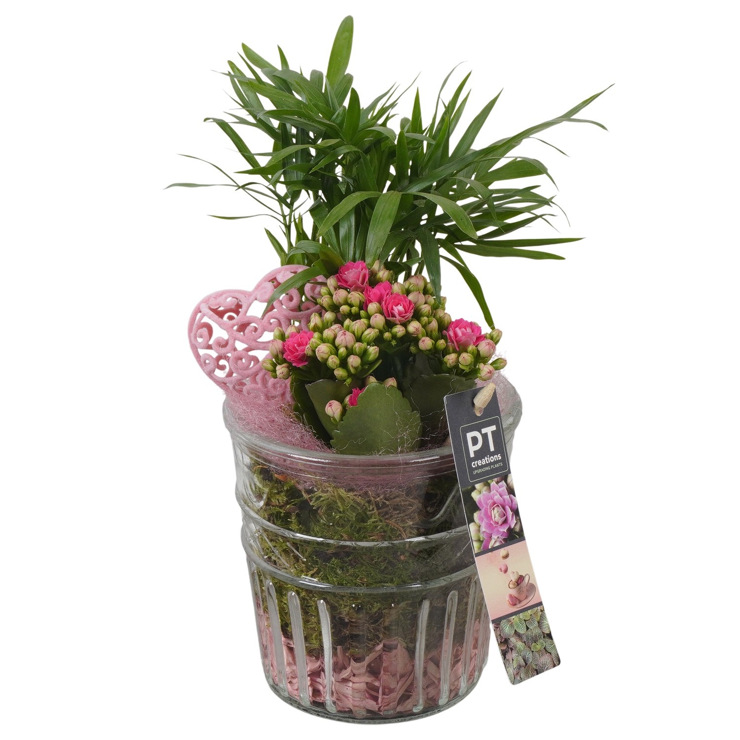 PTVMG4958 Arrangement Valentines-Mothersday in glas vaas, D 12