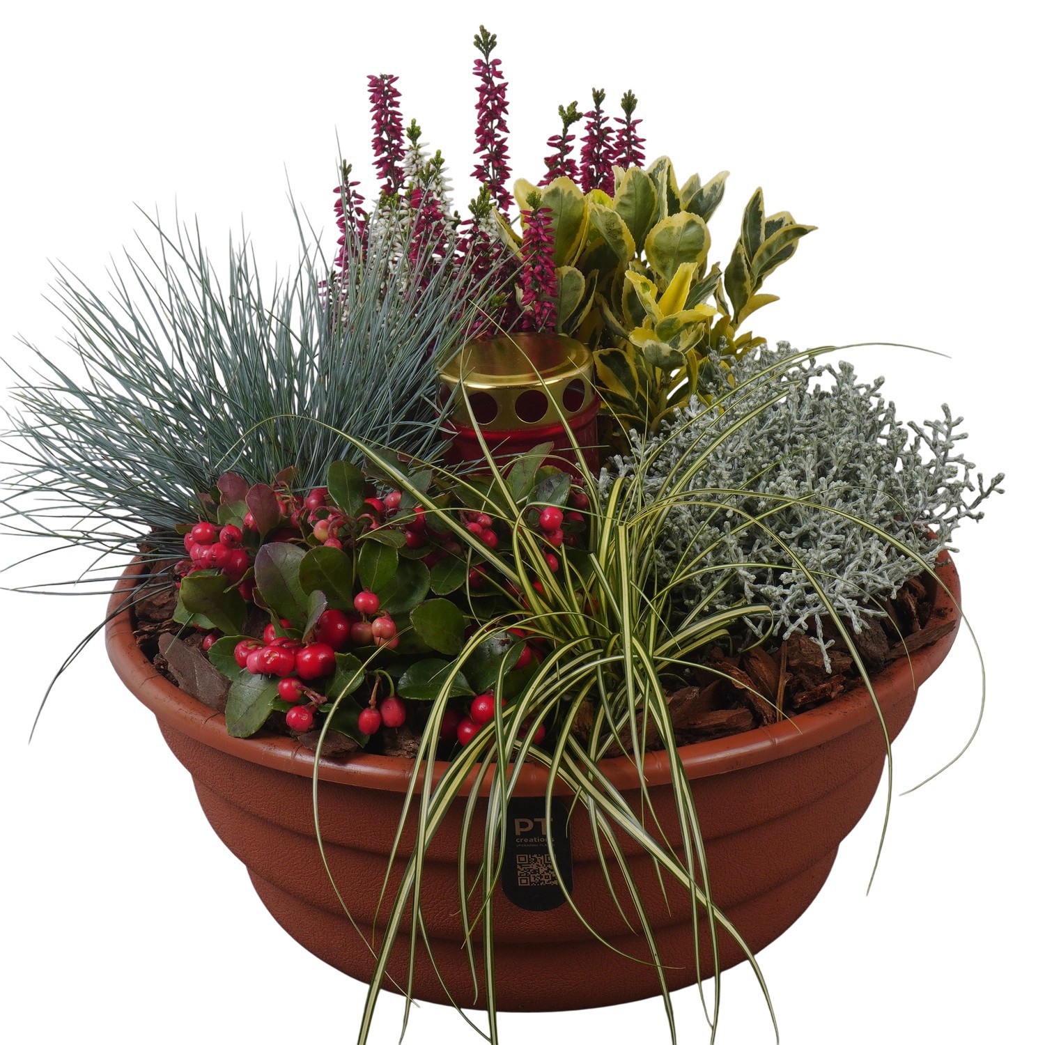 PTAH8691 Arrangement Allerheiligen in plastic schaal, D 32 cm