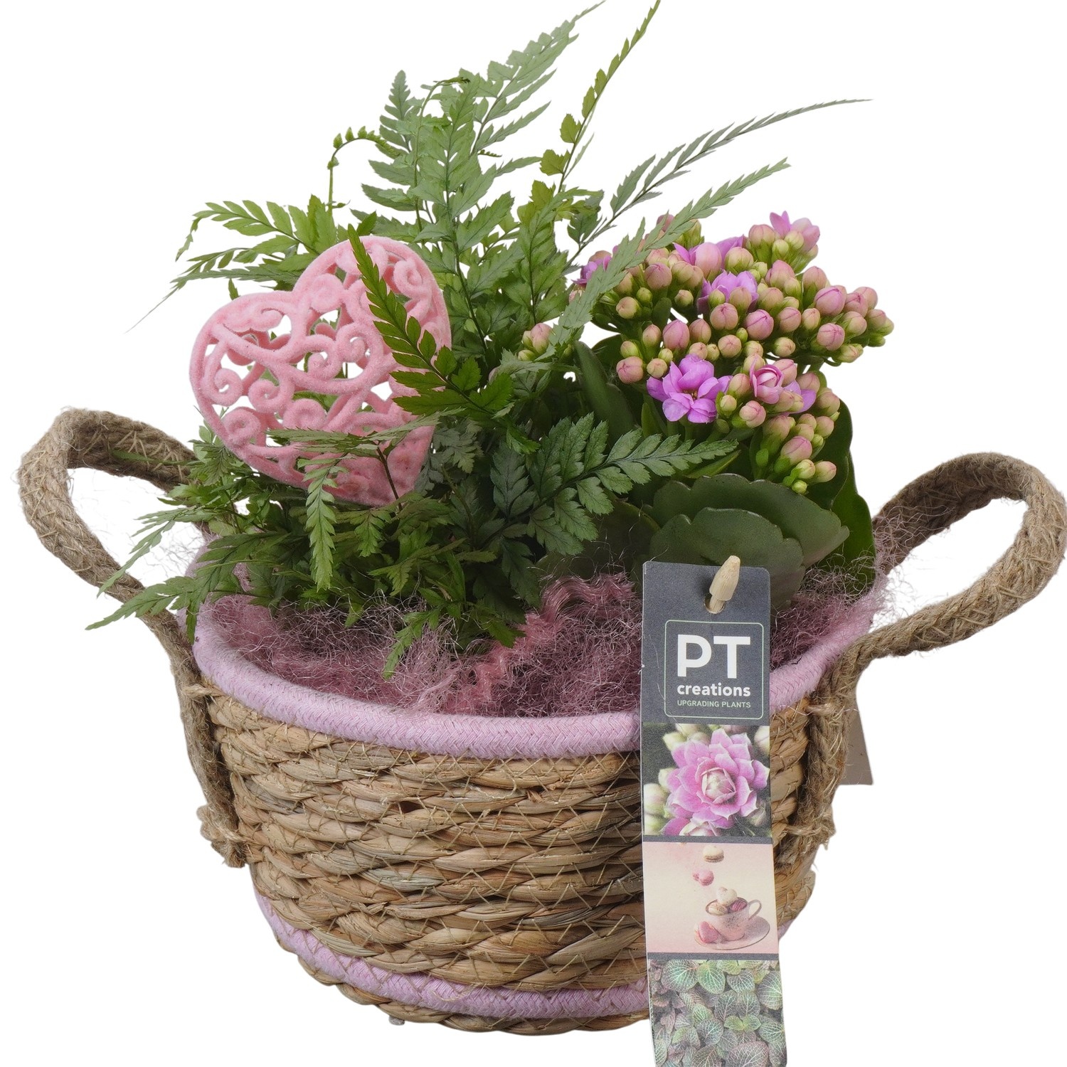 PTVMB2329 Arrangement Valentines-Mothersday in riet mand, D 15