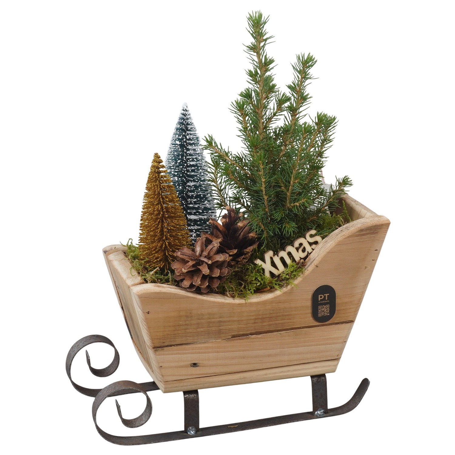 PTCWW7818 Arrangement Winter in houten slee, D 22