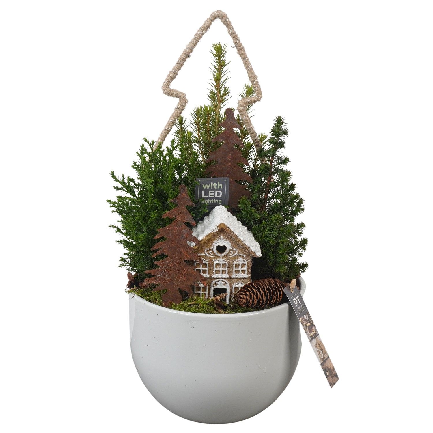 PTCWW6920 Arrangement Winter in keramiek pot, D 19 cm