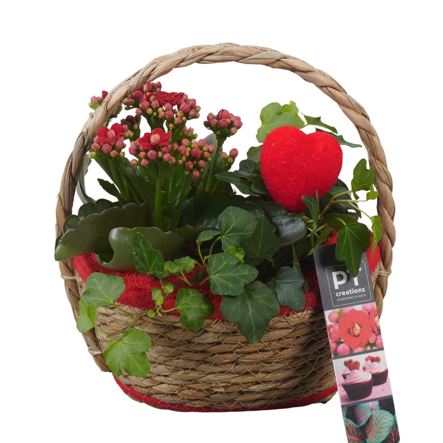 PTVMB2326 Arrangement Valentines-Mothersday in riet mand, D 17