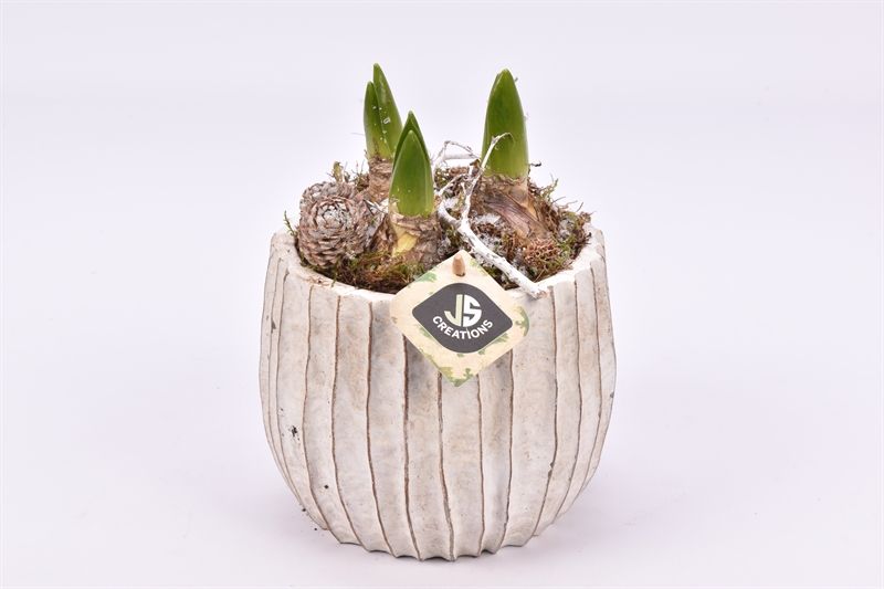 Cement pot ribbel ww 14cm, D 16 cm Cement pot ribbel ww 14cm, D 16 cm