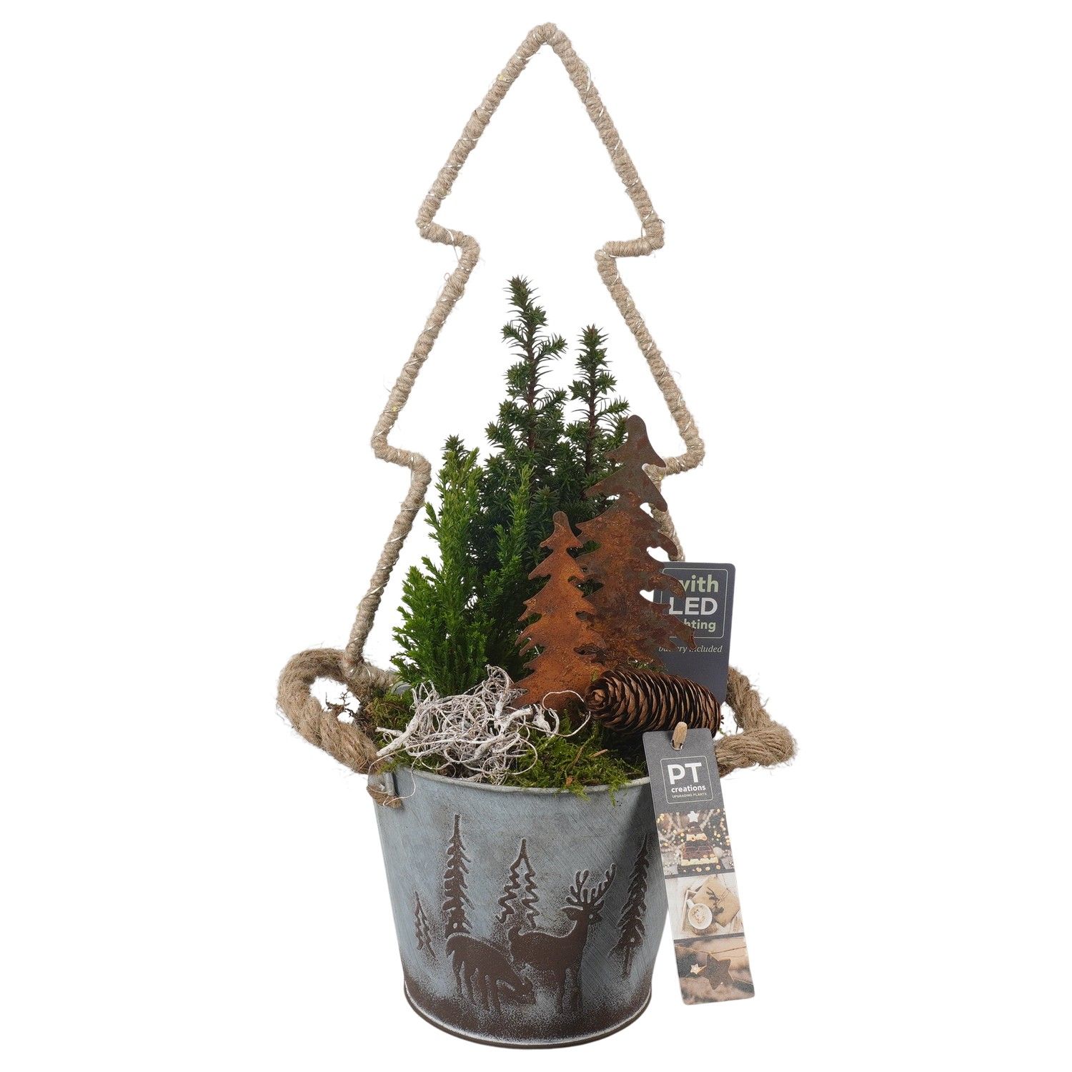 PTCWW6902 Arrangement Winter in metalen pot, D 15 cm
