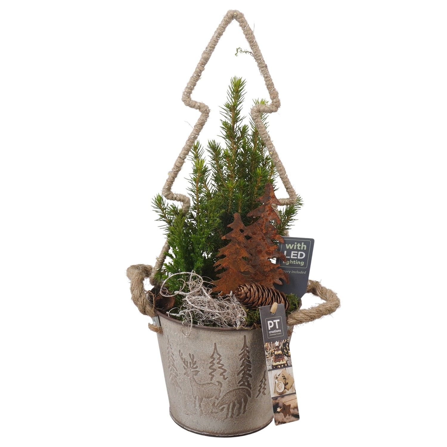 PTCWW6903 Arrangement Winter in metalen pot, D 15 cm