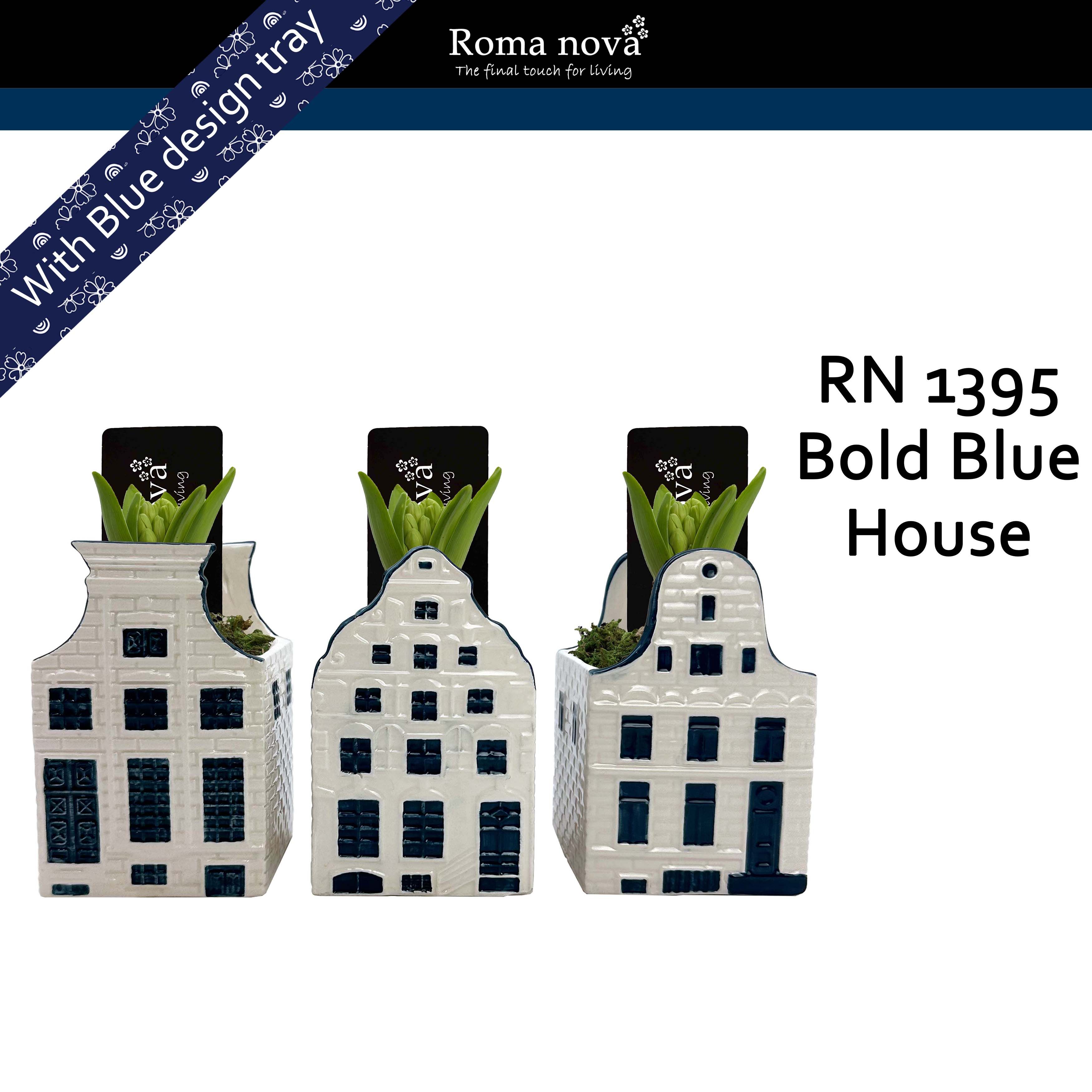 1395 - Bold Blue House (Hyacint), D 9 cm