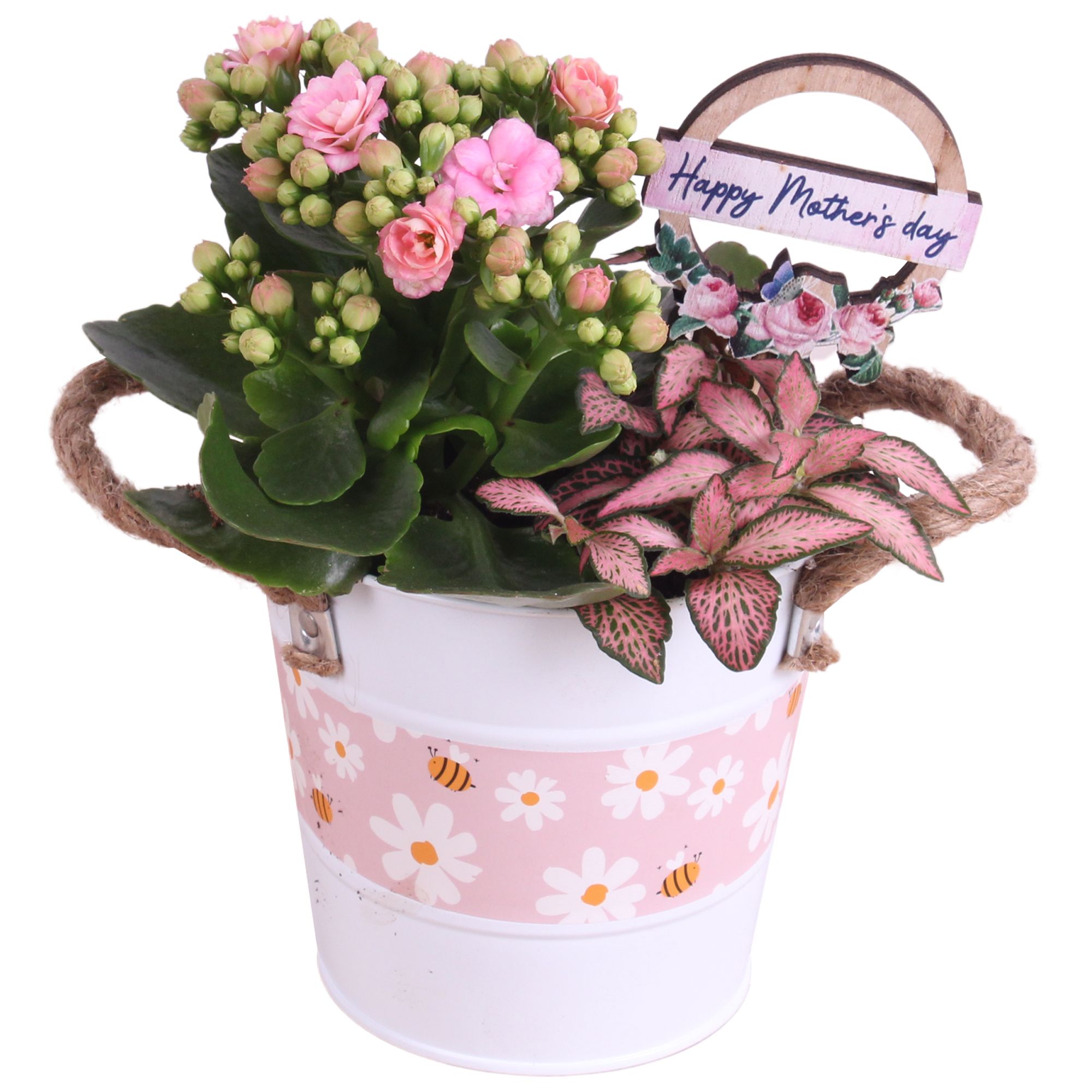 Mothersday Arr. Indoor Zinc White + Flowers & Bees Ø12cm 2PP, D 12