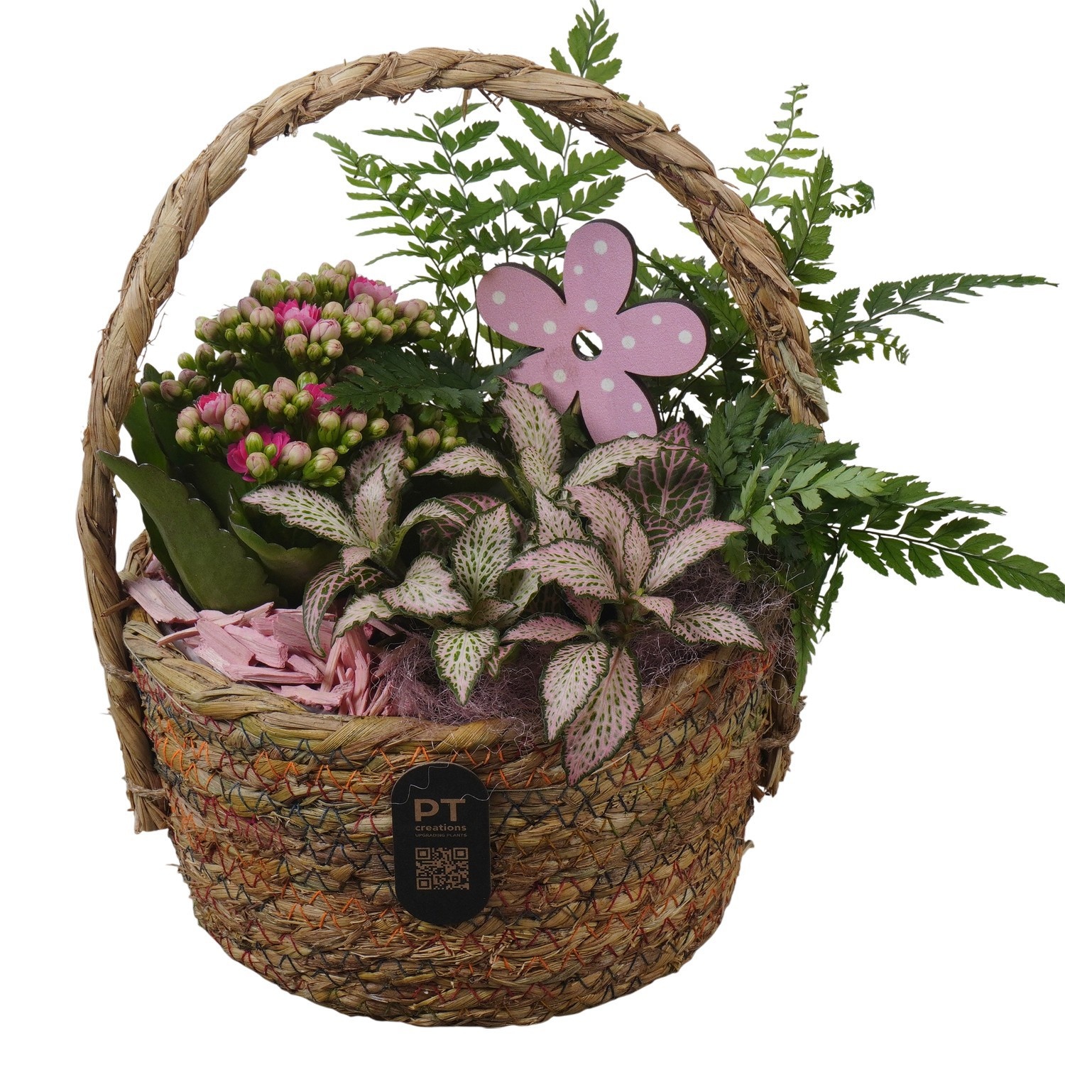 PTIB5226 Arrangement Indoor in rieten hengselmand, D 18