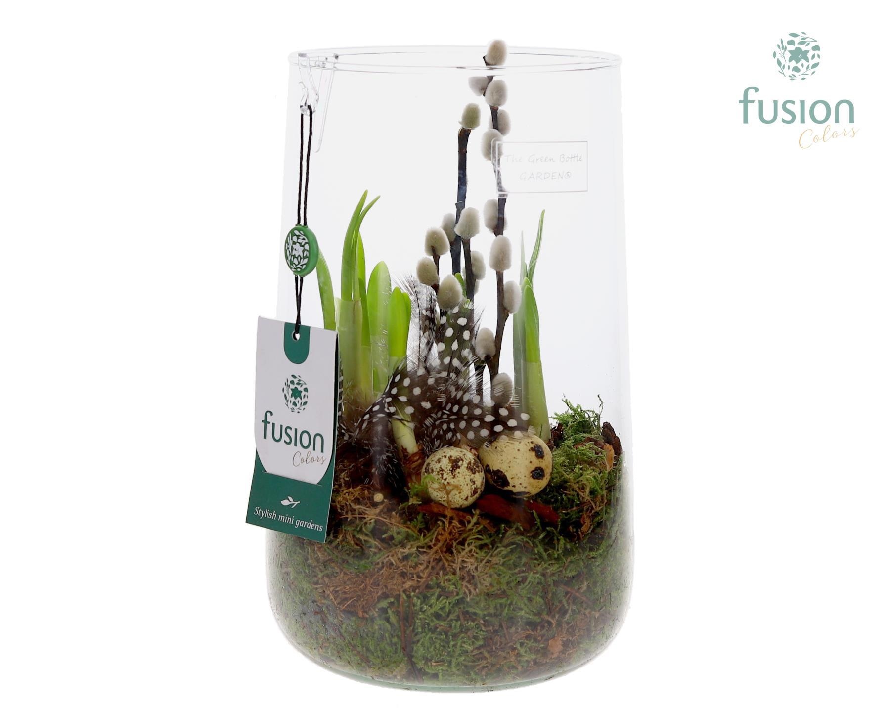 Green Bottle Deline Large met Pasen arrangement, D 15