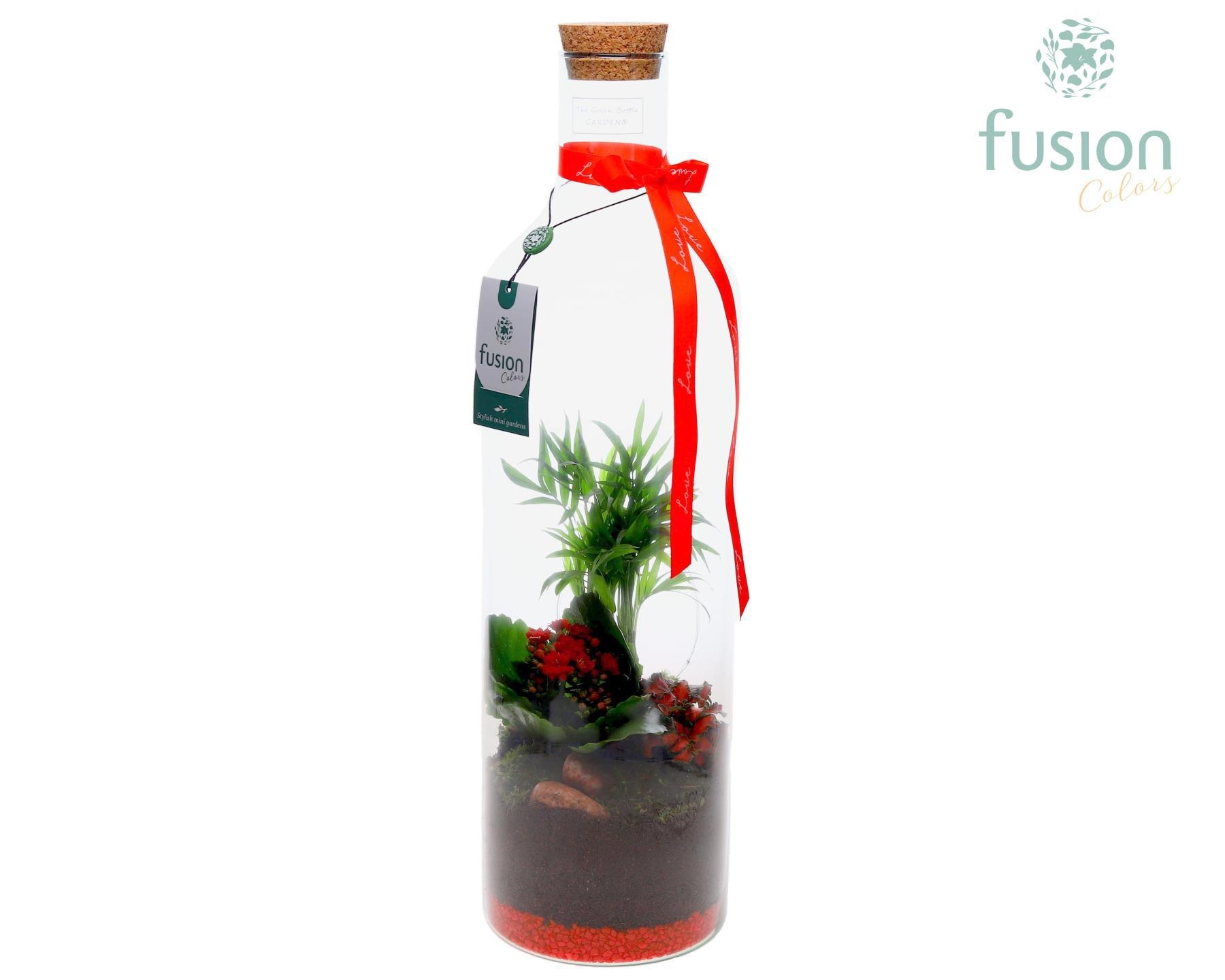 Green Bottle Fles Large Love met Arrangement, D 15