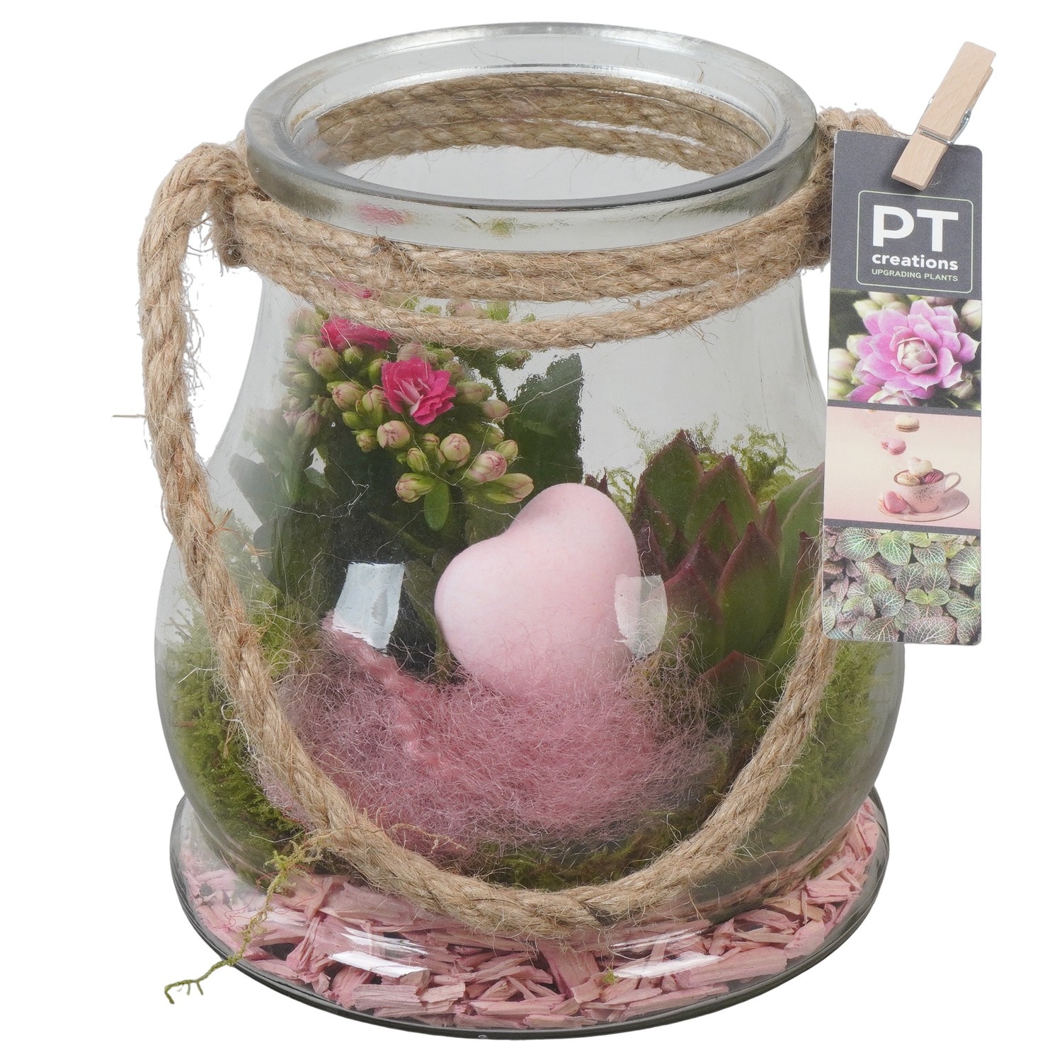 PTVMG4909 Arrangement Valentines-Mothersday in glas vaas, D 16