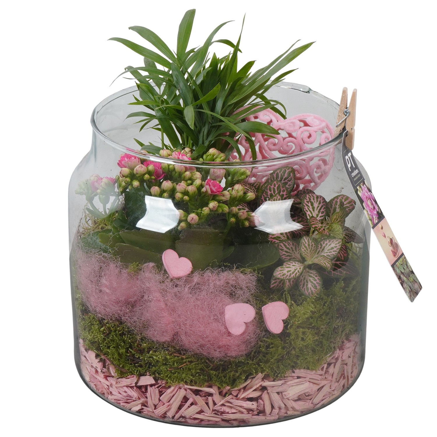 PTVMG4983 Arrangement Valentines-Mothersday in glas vaas, D 19