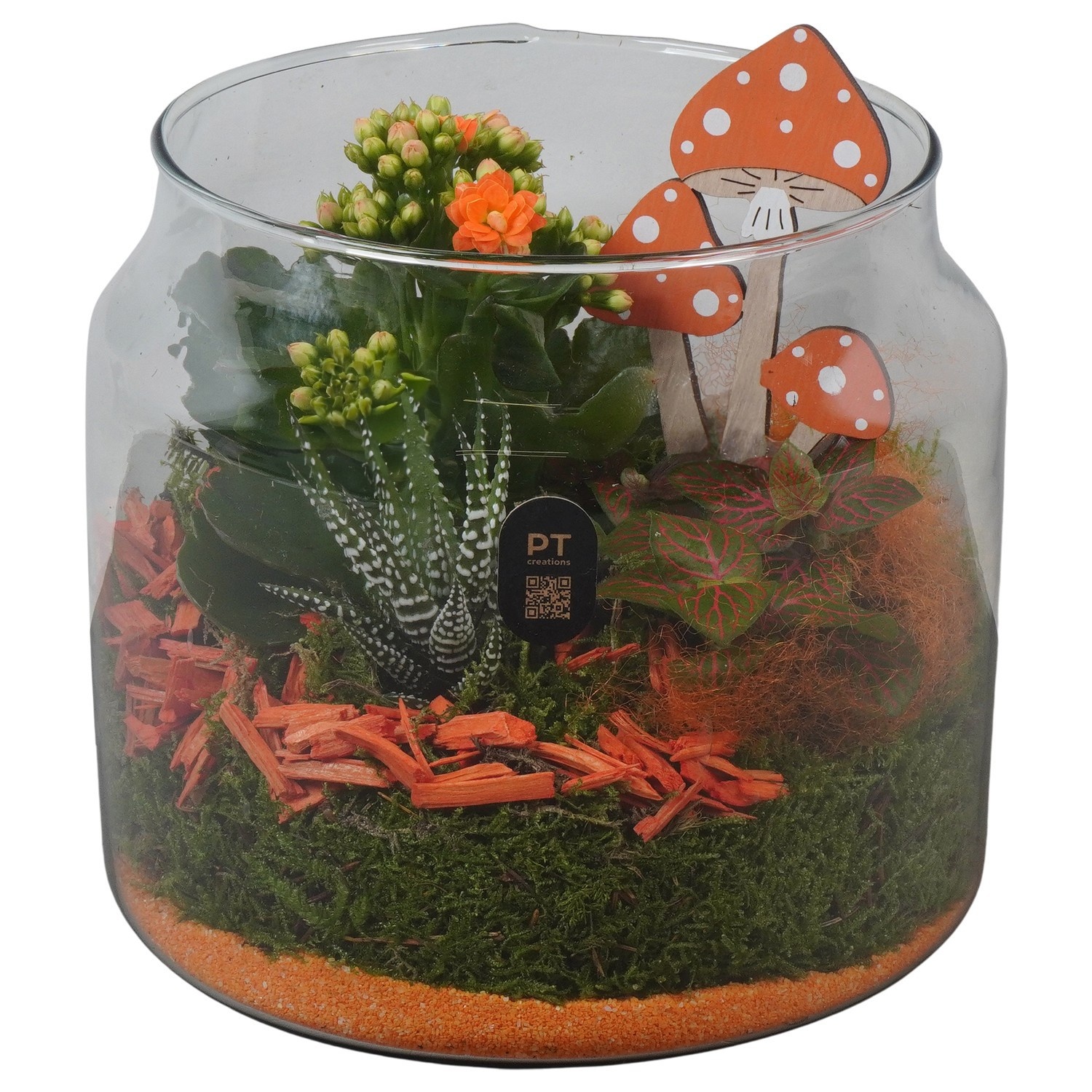 PTHG8221 Arrangement Autumn Glass in glazen vaas, D 19