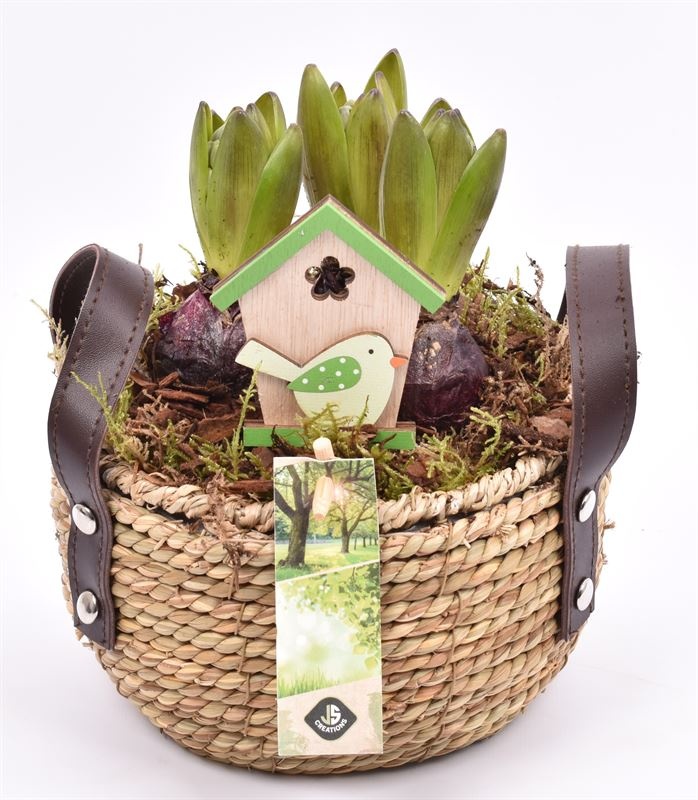 Touwmand met leer handv.16-18cm, D 18