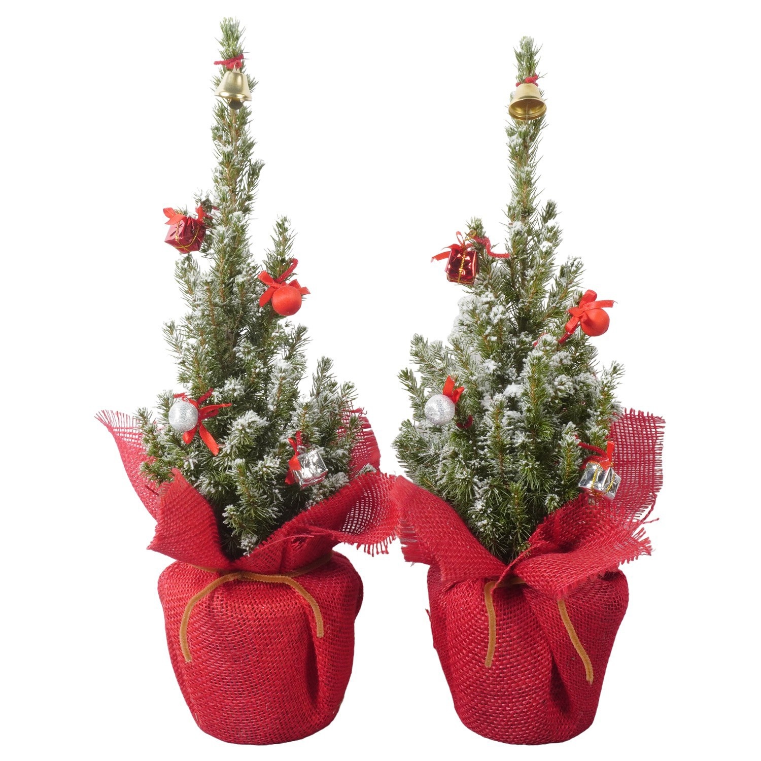 PTK26318 Conica Perfecta met sneeuw in jute met decoratie, D 13