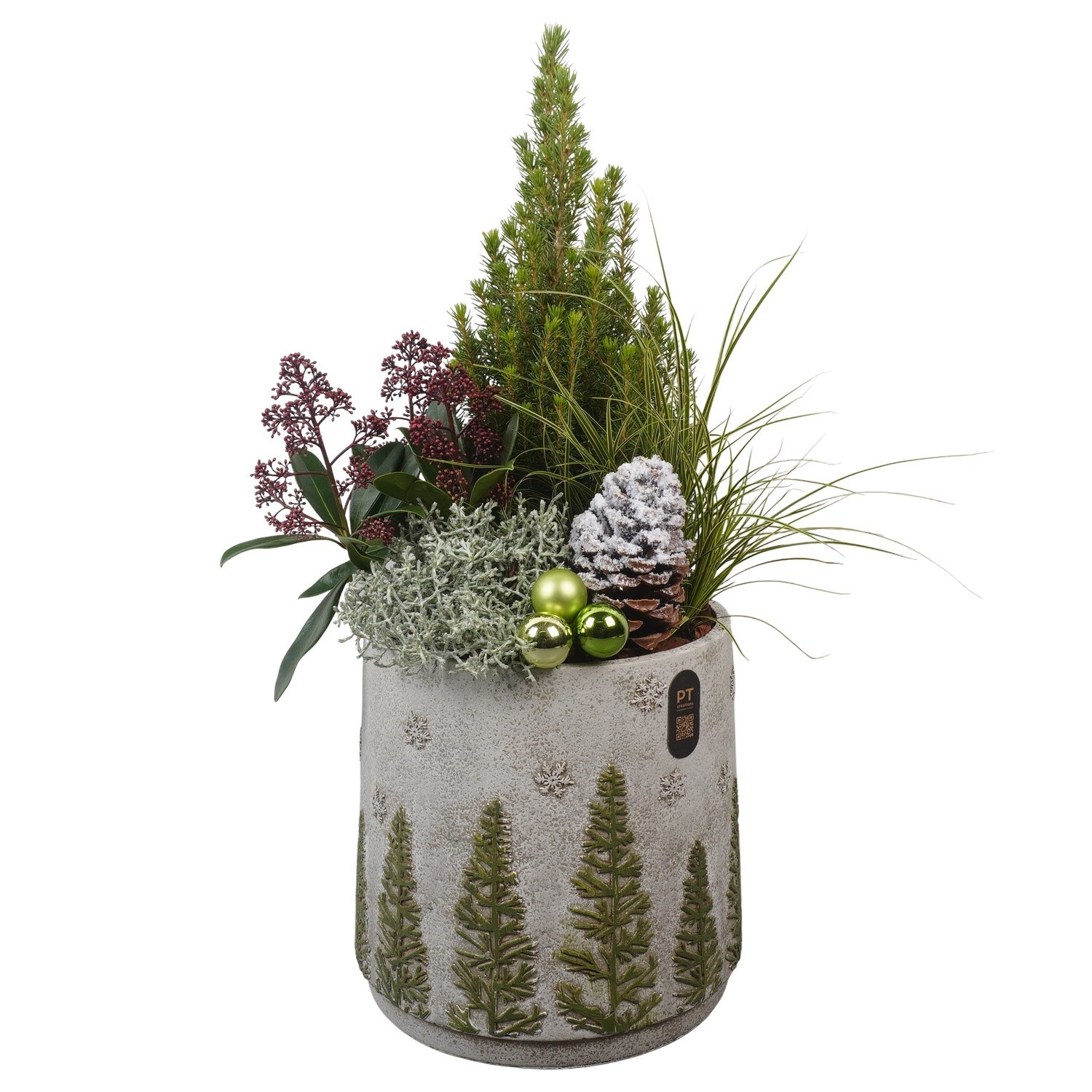 PTCHO5465 Arrangement Christmas Outdoor in beton pot, D 25