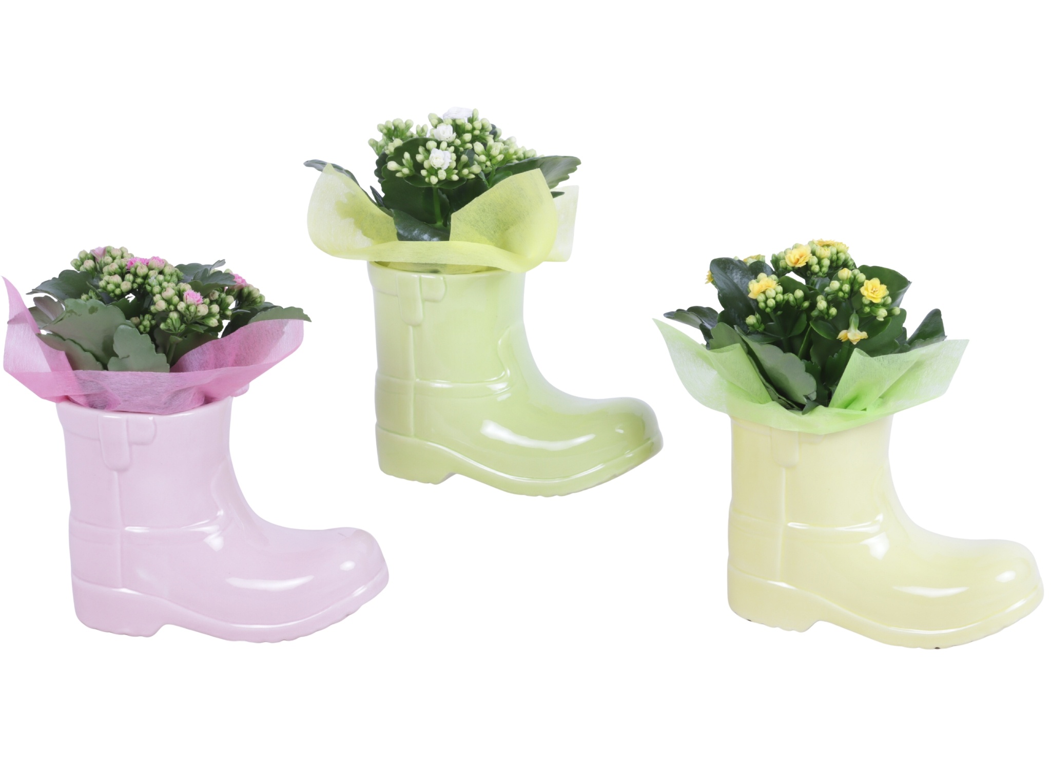 Early Spring Arr. Indoor Ceramic Boot Gr/Pi/Ye Ø20cm 1PP, D 20
