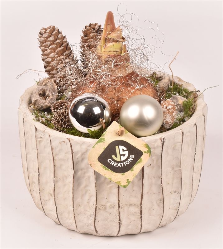 Cement schaal ribbel ww 22cm, D 22 cm