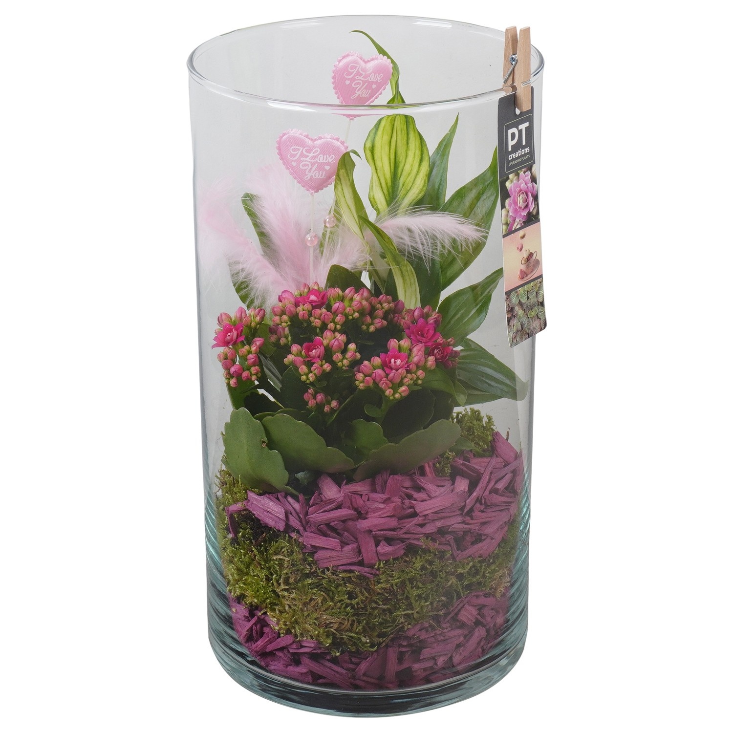 PTVMG4930 Arrangement Valentines-Mothersday in glas vaas, D 16