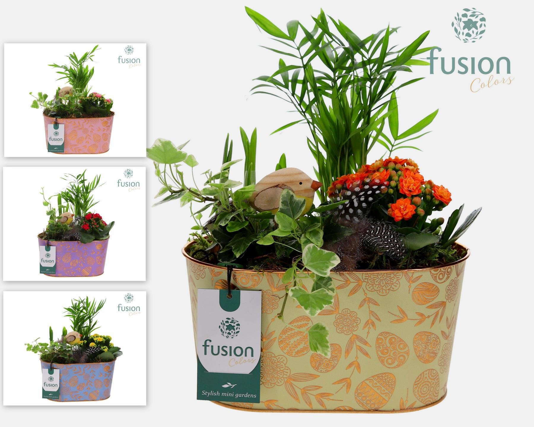 Schaal zink Large ovaal Pasen met arrangement, D 22