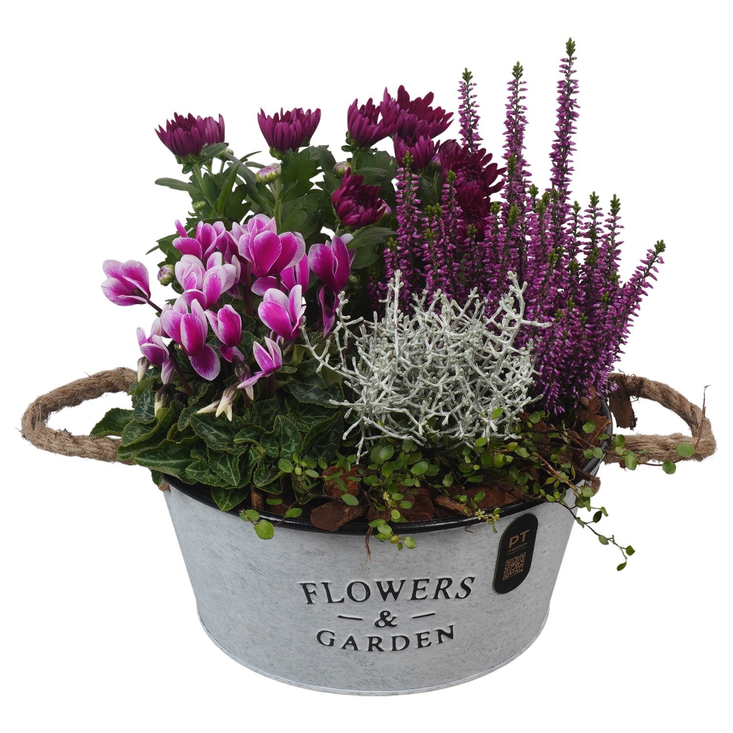 PTHO7624 Arrangement Autumn Outdoor in metalen pot, D 25