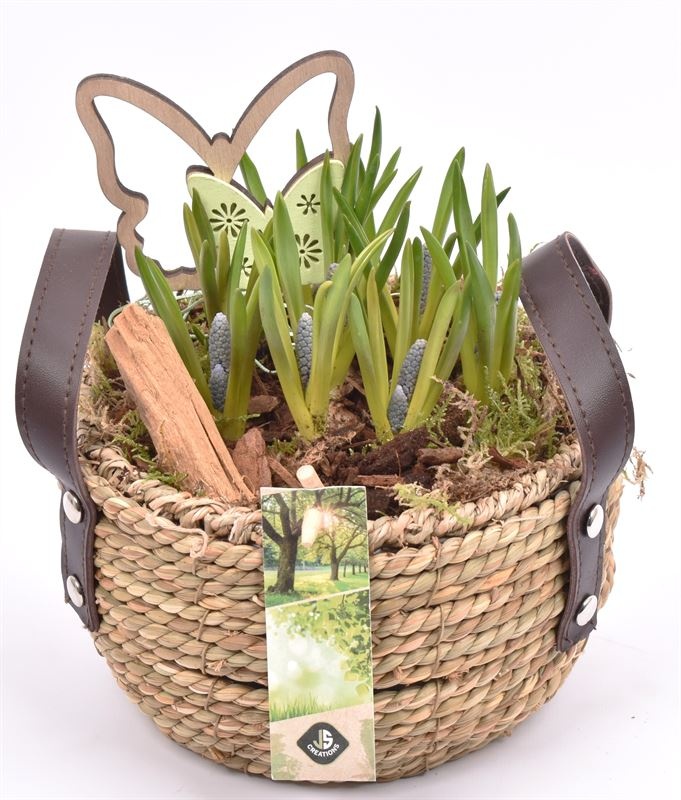 Touwmand met leer handv.16-18cm, D 18