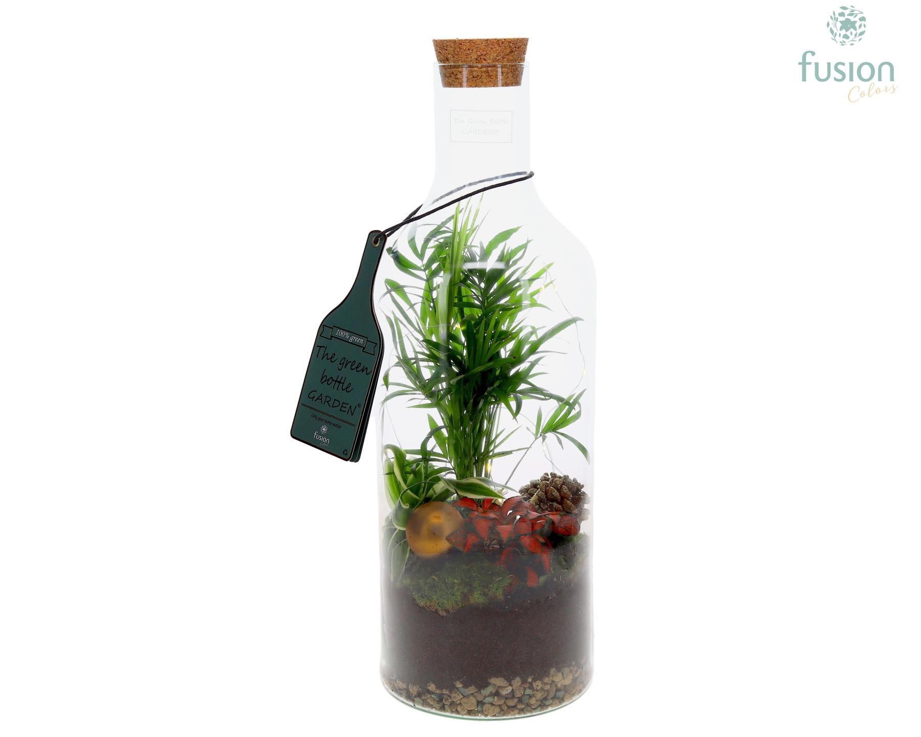 Green Bottle Fles Medium Kerst met Arrangement, D 15