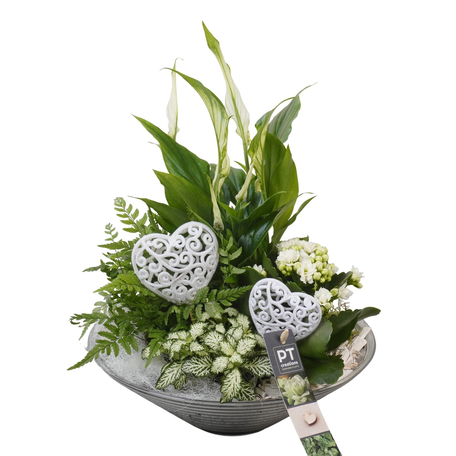 PTVMG4977 Arrangement Valentines-Mothersday in glas schaal, D 26