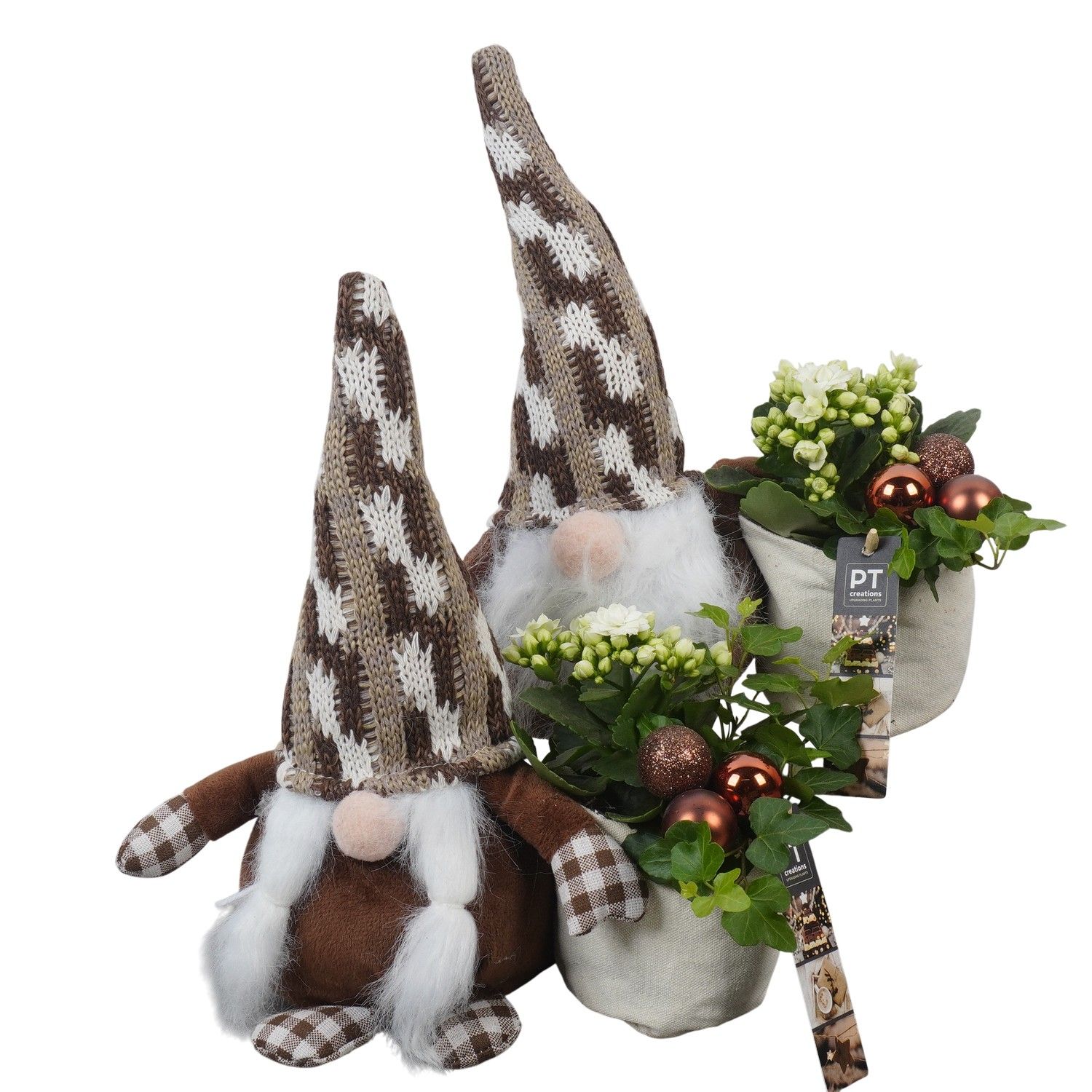 PTCHB9807 Arrangement Christmas Bronze in stoffen gnome, D 26 cm