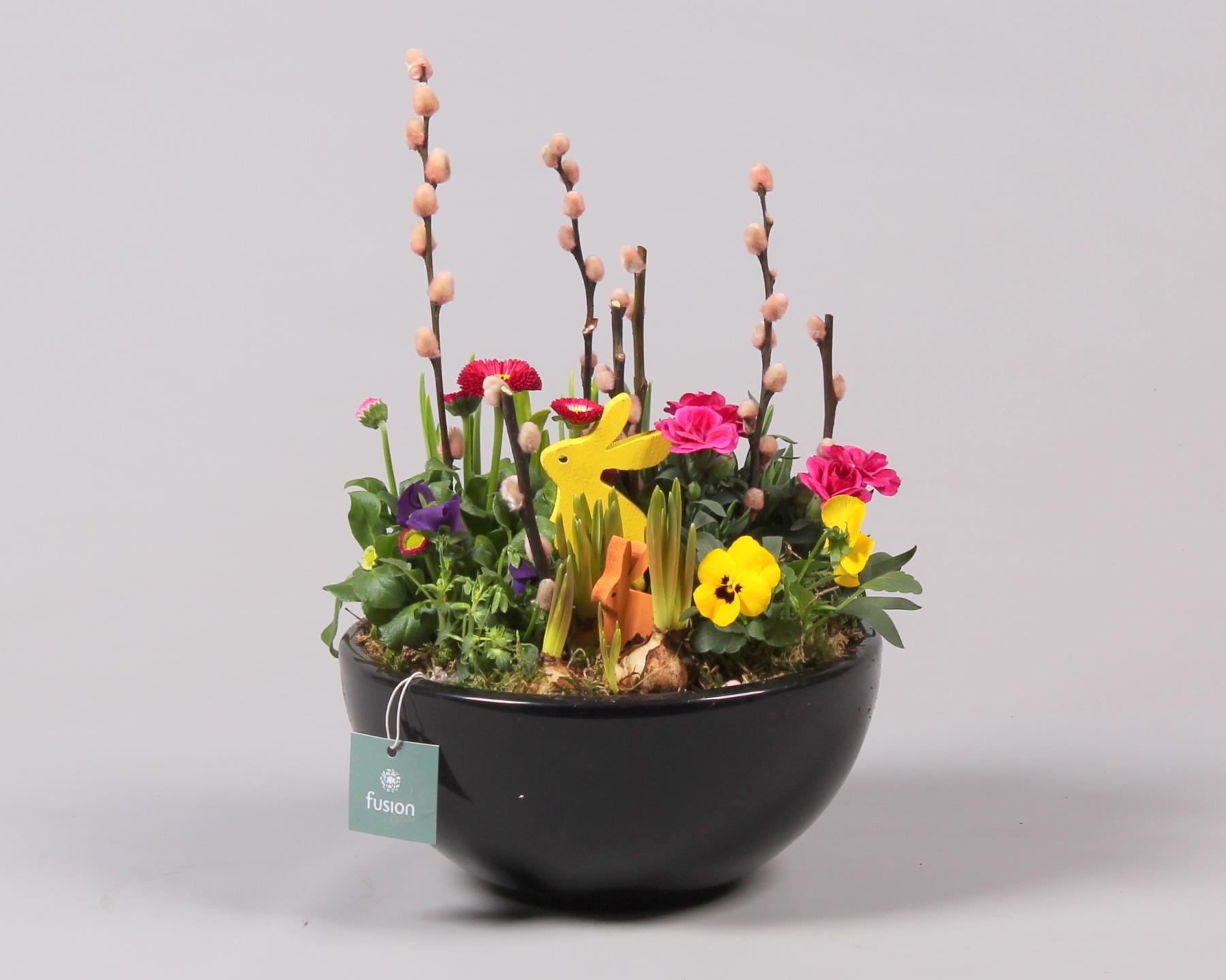 Schaal keramiek Moon Large zwart Pasen met Arrangement, D 22