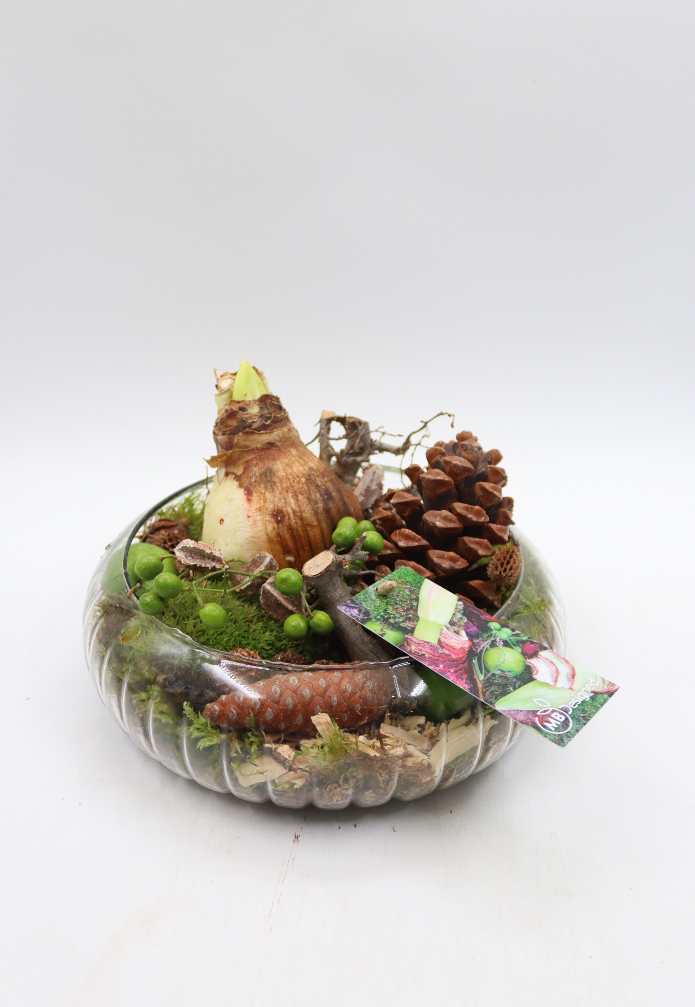 Amaryllis Luxe keramiek glasschaal geribbeld, D 24 cm