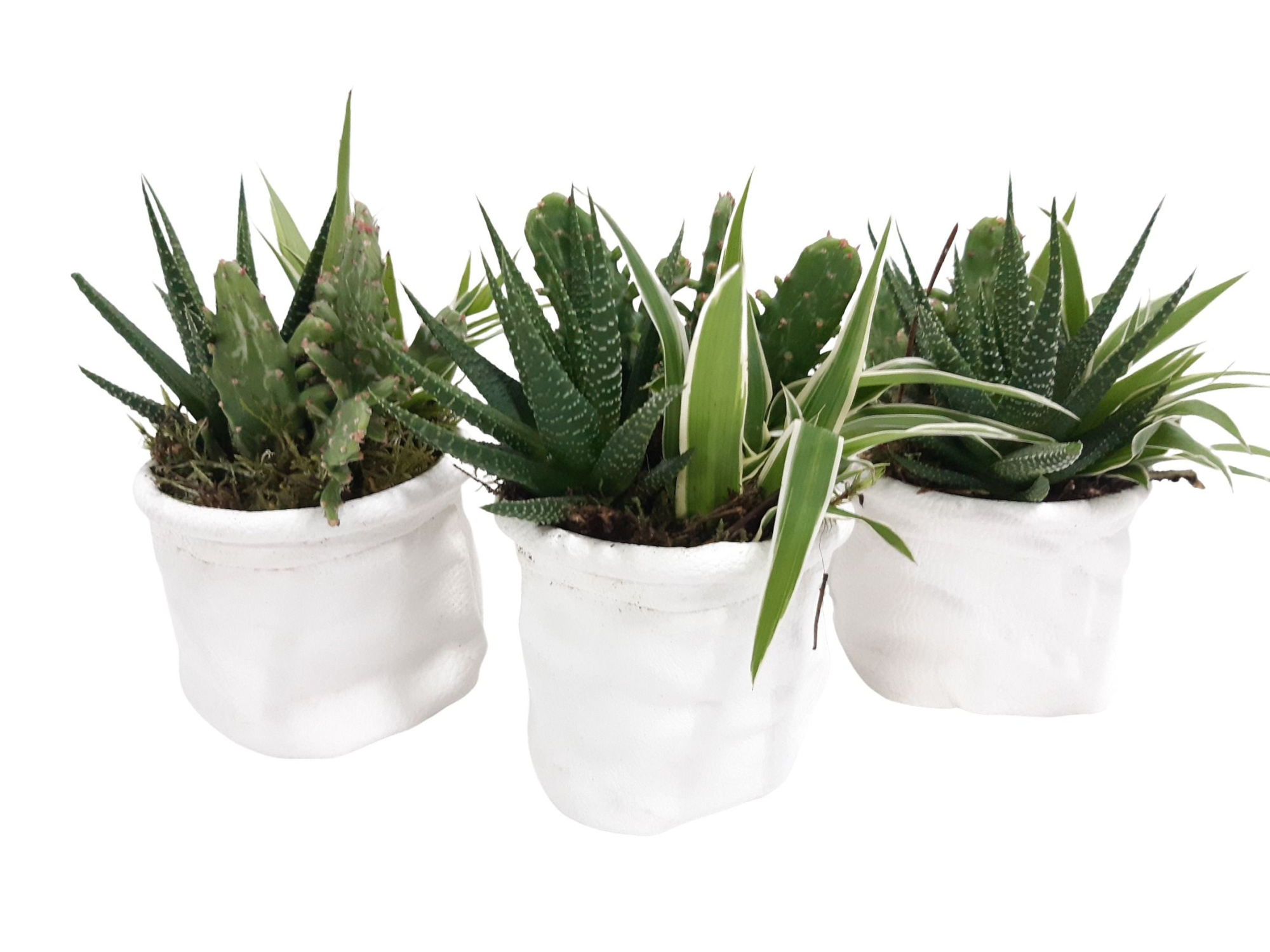 LB8WHGMX MiniLeather Bag White Groenmix, D 8 cm