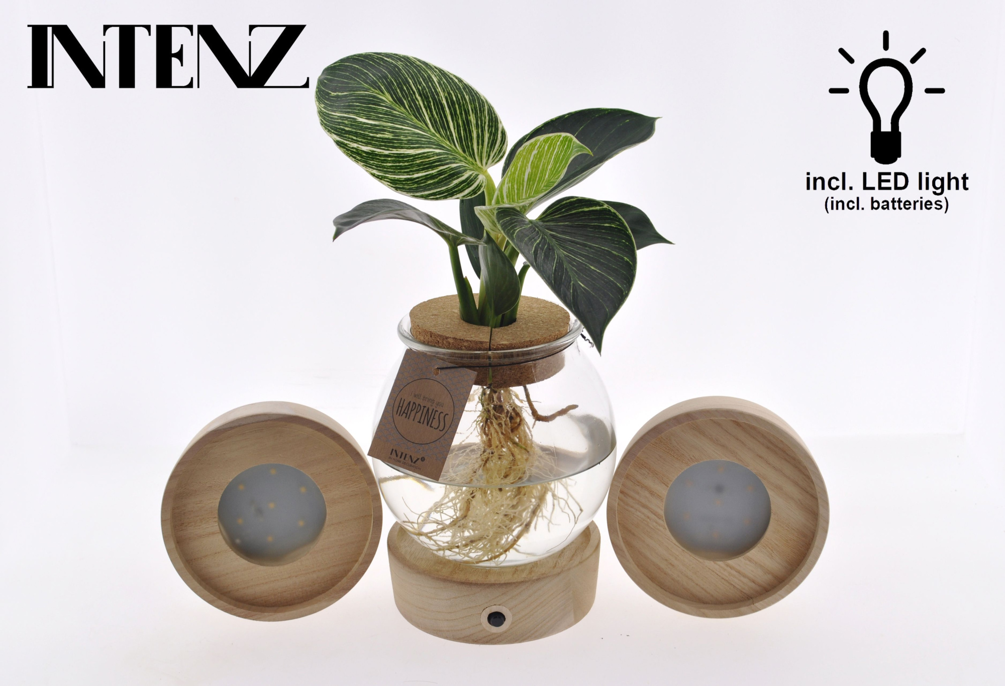 White Wave in Bolglas + Klikkurk + LED - levertijd: 24 uur, D 12 cm