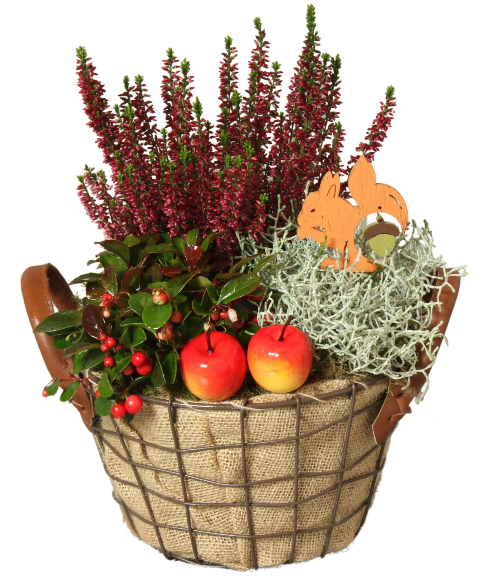 Autumn Arr. Outdoor Metal Wire Basket Jute Ø21cm 3PP, D 21 cm