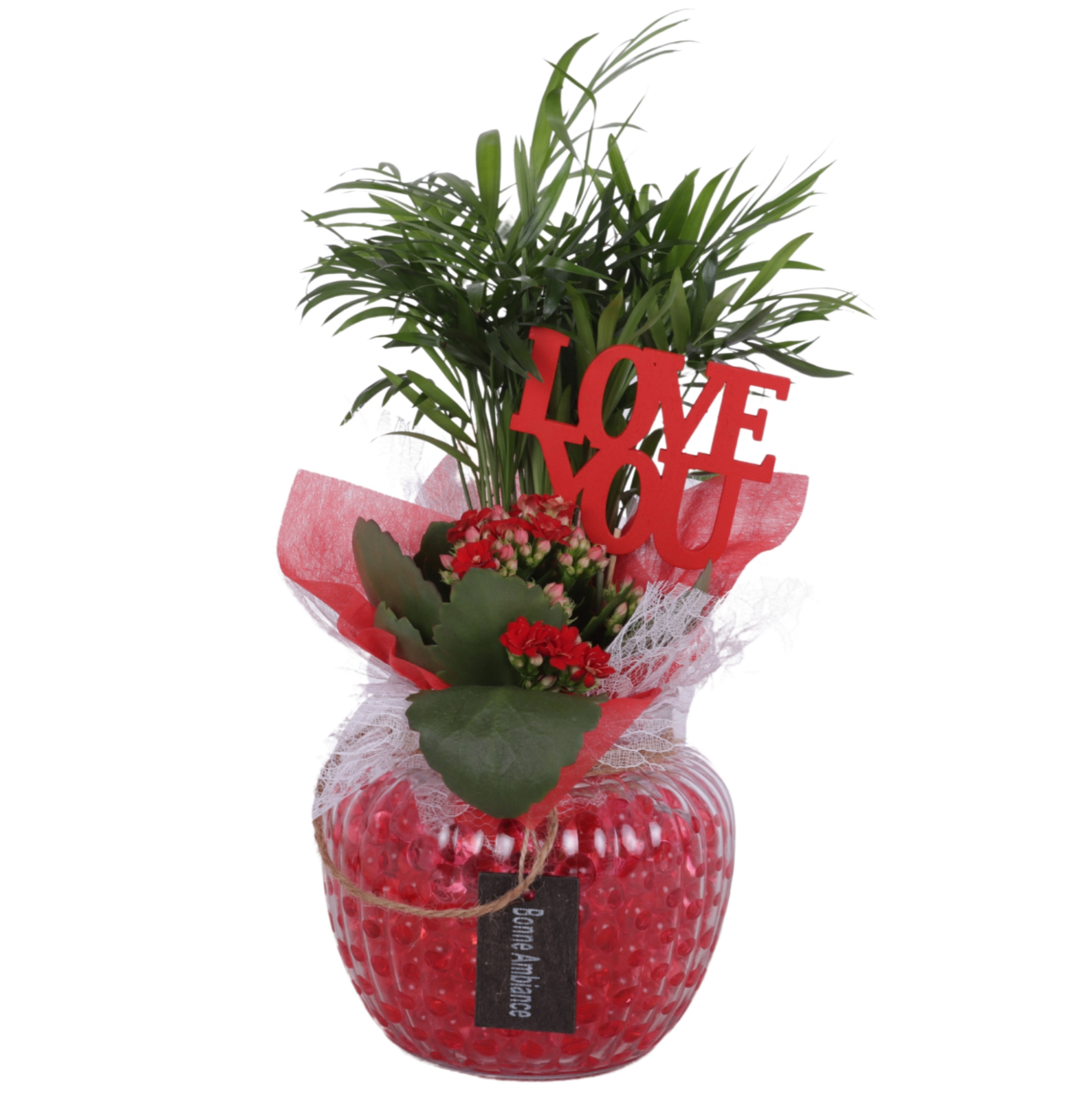 Valentine Arr. Indoor Glass Round Relief Ø15cm 2PP, D 15