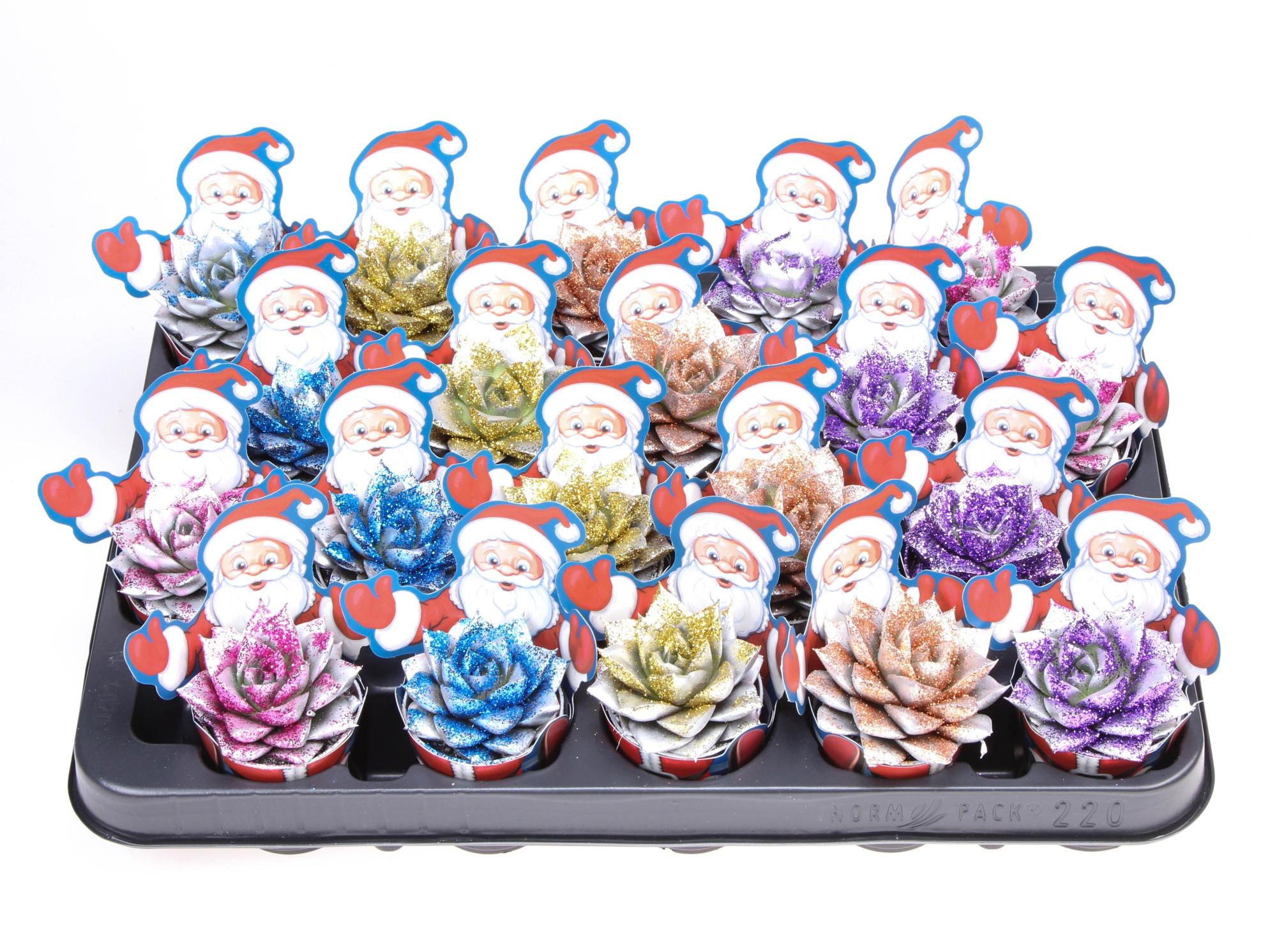 Potcover santaclaus purper zilver + glitter mix, D 5,5